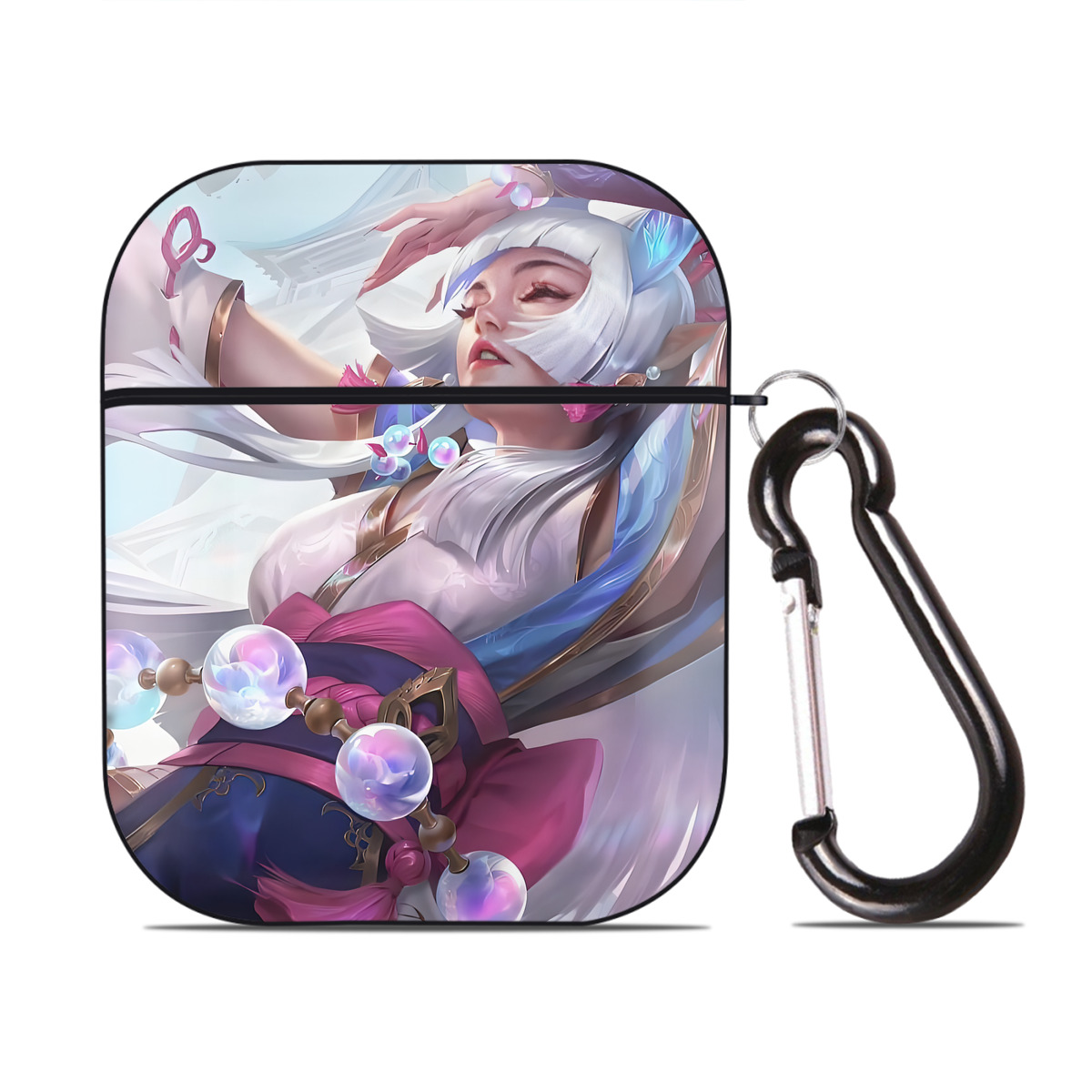 （画像用） リーグ・オブ・レジェンド League of Legends LOL AirPods 第2世代保護ケース ハードシェル ブラック 耐衝撃・防指紋・カラビナ付き