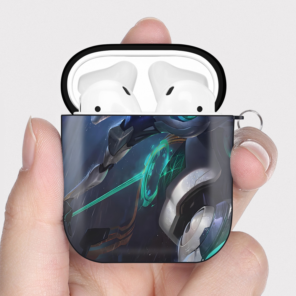 （画像用） リーグ・オブ・レジェンド League of Legends LOL AirPods 第2世代保護ケース ハードシェル ブラック 耐衝撃・防指紋・カラビナ付き