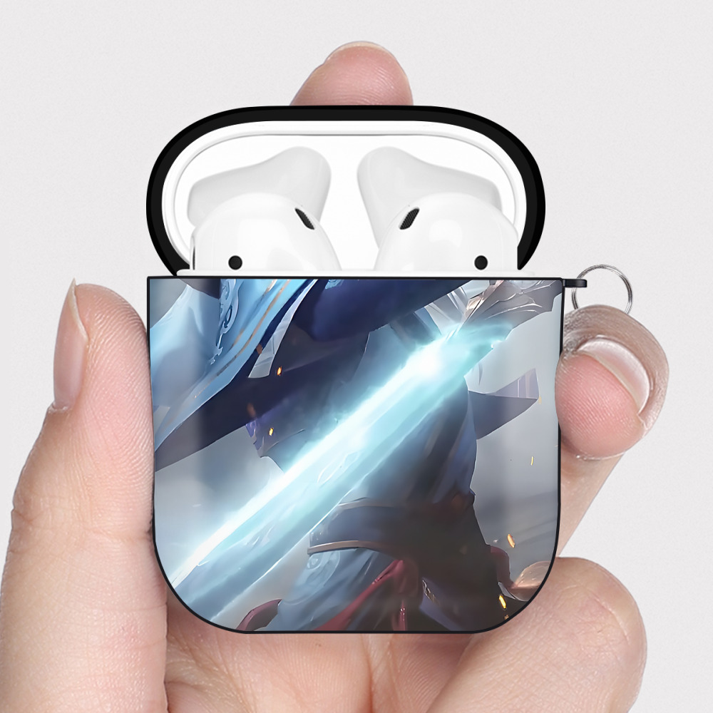 （画像用） リーグ・オブ・レジェンド League of Legends LOL AirPods 第2世代保護ケース ハードシェル ブラック 耐衝撃・防指紋・カラビナ付き