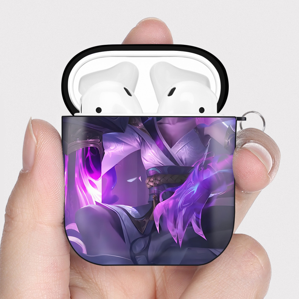（画像用） リーグ・オブ・レジェンド League of Legends LOL AirPods 第2世代保護ケース ハードシェル ブラック 耐衝撃・防指紋・カラビナ付き