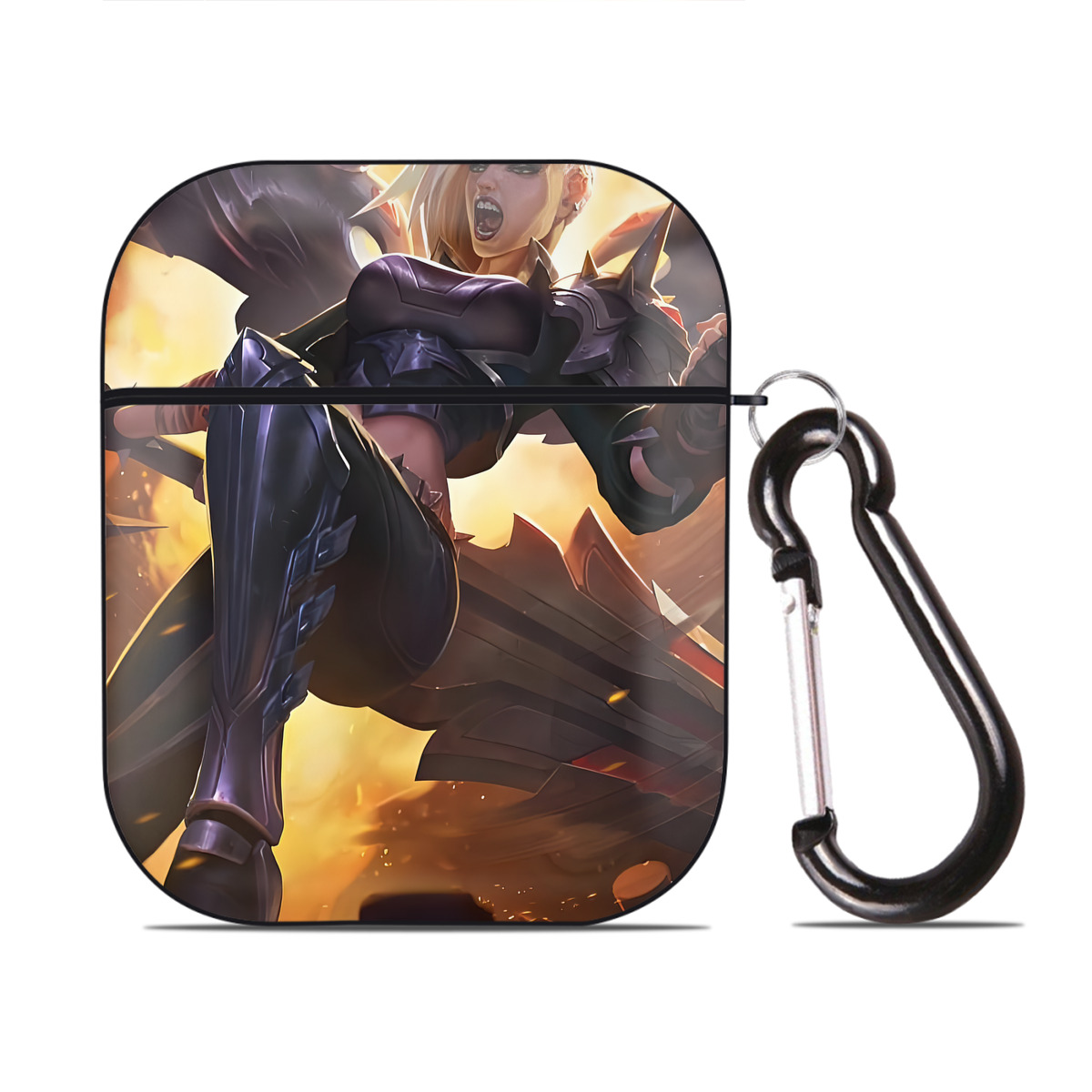 （画像用） リーグ・オブ・レジェンド League of Legends LOL AirPods 第2世代保護ケース ハードシェル ブラック 耐衝撃・防指紋・カラビナ付き