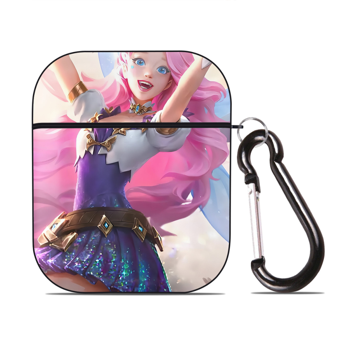 （画像用） リーグ・オブ・レジェンド League of Legends LOL AirPods 第2世代保護ケース ハードシェル ブラック 耐衝撃・防指紋・カラビナ付き