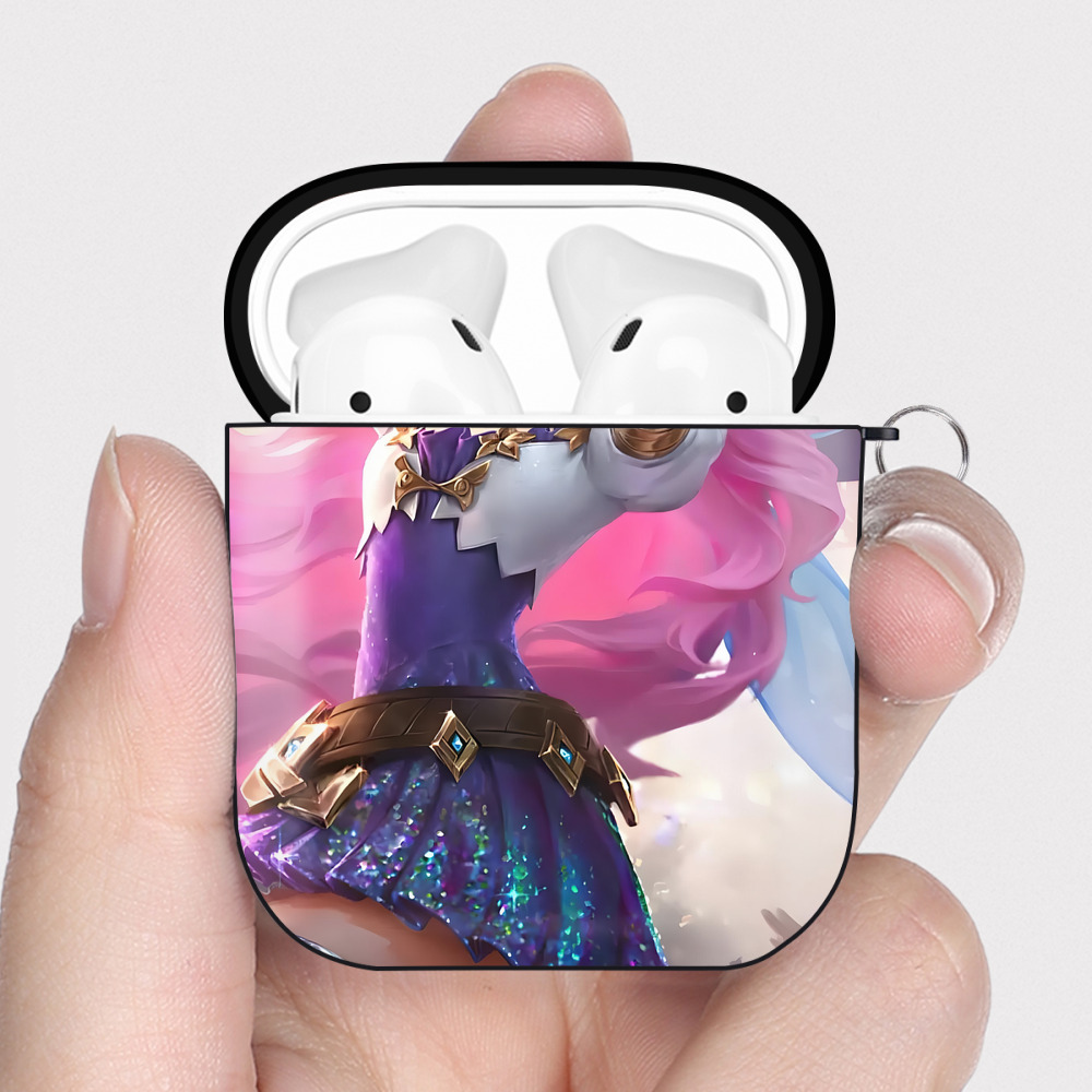 （画像用） リーグ・オブ・レジェンド League of Legends LOL AirPods 第2世代保護ケース ハードシェル ブラック 耐衝撃・防指紋・カラビナ付き