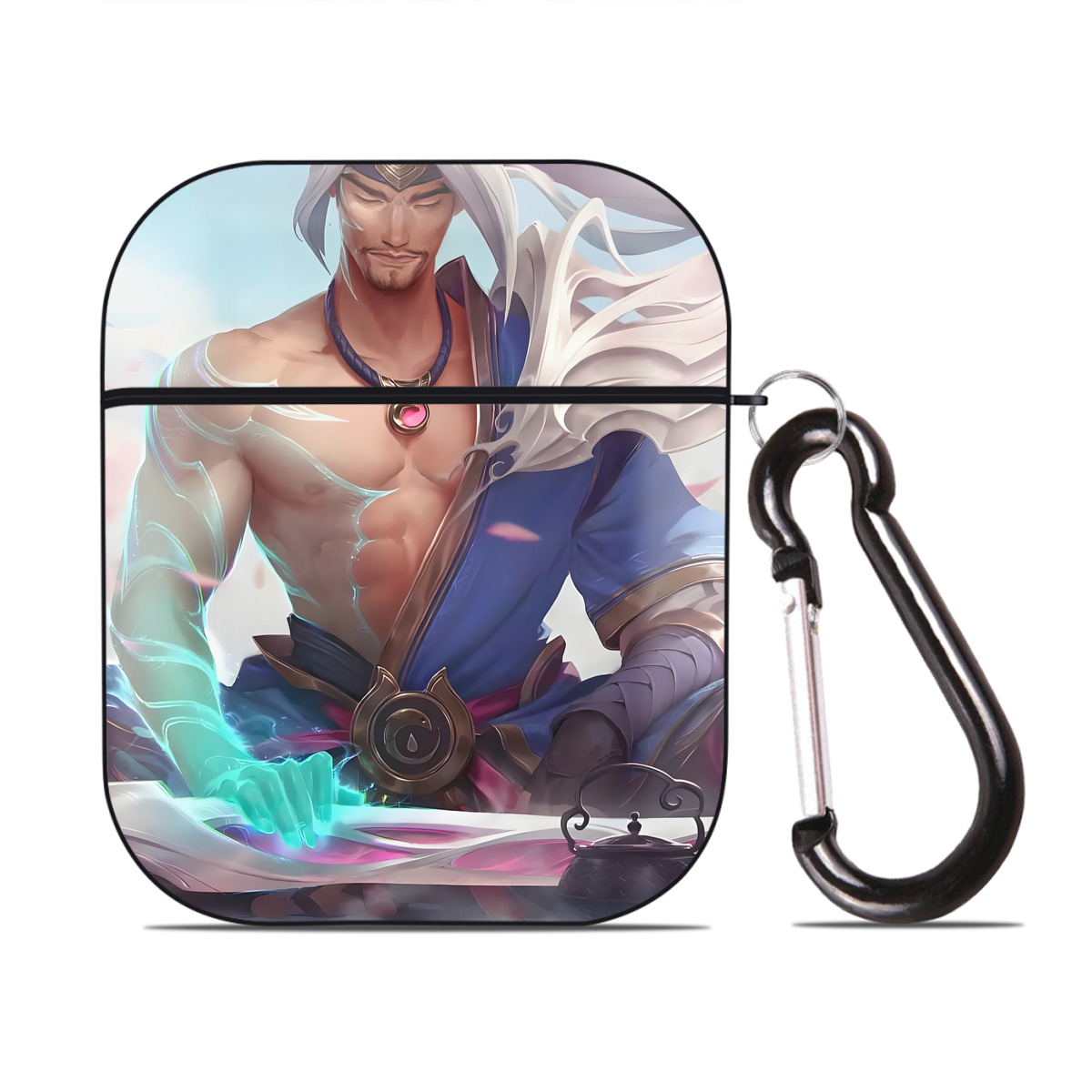 （画像用） リーグ・オブ・レジェンド League of Legends LOL AirPods 第2世代保護ケース ハードシェル ブラック 耐衝撃・防指紋・カラビナ付き