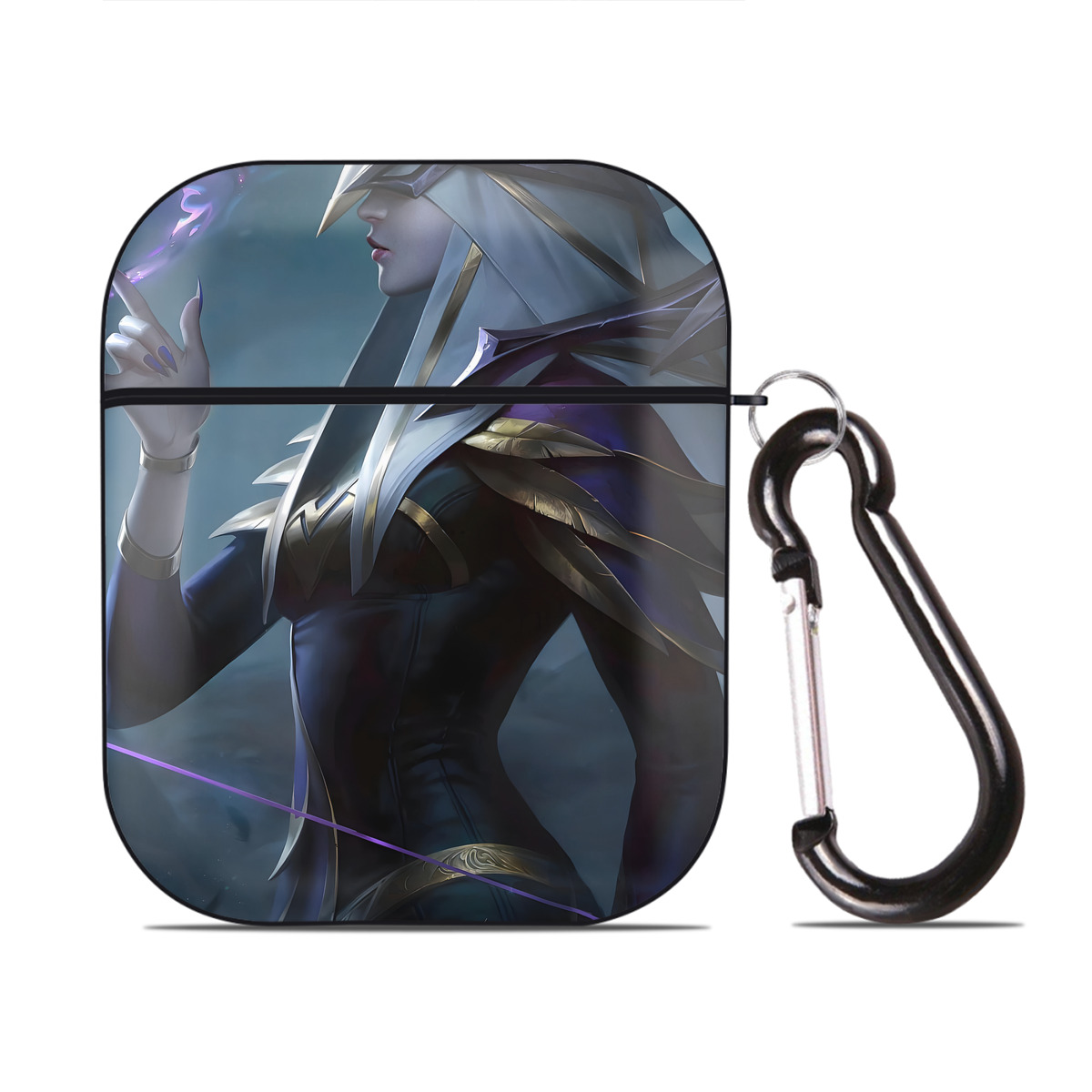 （画像用） リーグ・オブ・レジェンド League of Legends LOL AirPods 第2世代保護ケース ハードシェル ブラック 耐衝撃・防指紋・カラビナ付き