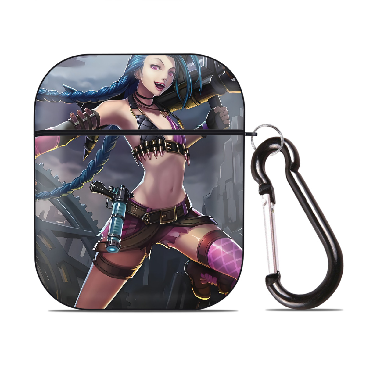 （画像用） リーグ・オブ・レジェンド League of Legends LOL AirPods 第2世代保護ケース ハードシェル ブラック 耐衝撃・防指紋・カラビナ付き