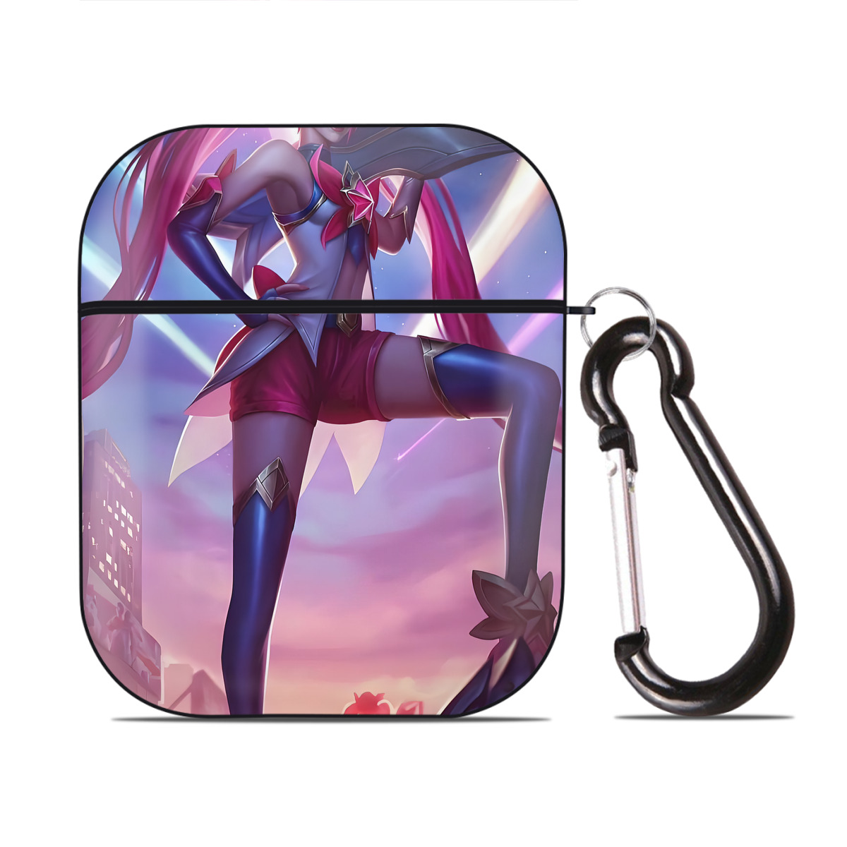 （画像用） リーグ・オブ・レジェンド League of Legends LOL AirPods 第2世代保護ケース ハードシェル ブラック 耐衝撃・防指紋・カラビナ付き