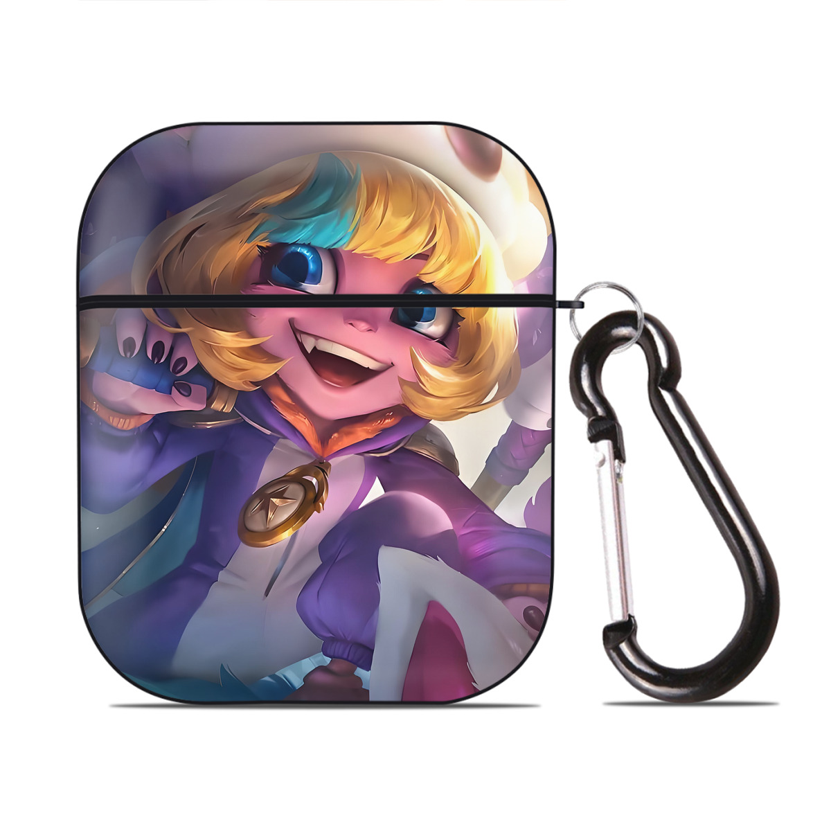 （画像用） リーグ・オブ・レジェンド League of Legends LOL AirPods 第2世代保護ケース ハードシェル ブラック 耐衝撃・防指紋・カラビナ付き