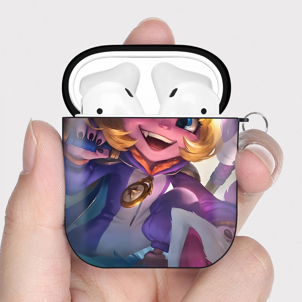 （画像用） リーグ・オブ・レジェンド League of Legends LOL AirPods 第2世代保護ケース ハードシェル ブラック 耐衝撃・防指紋・カラビナ付き