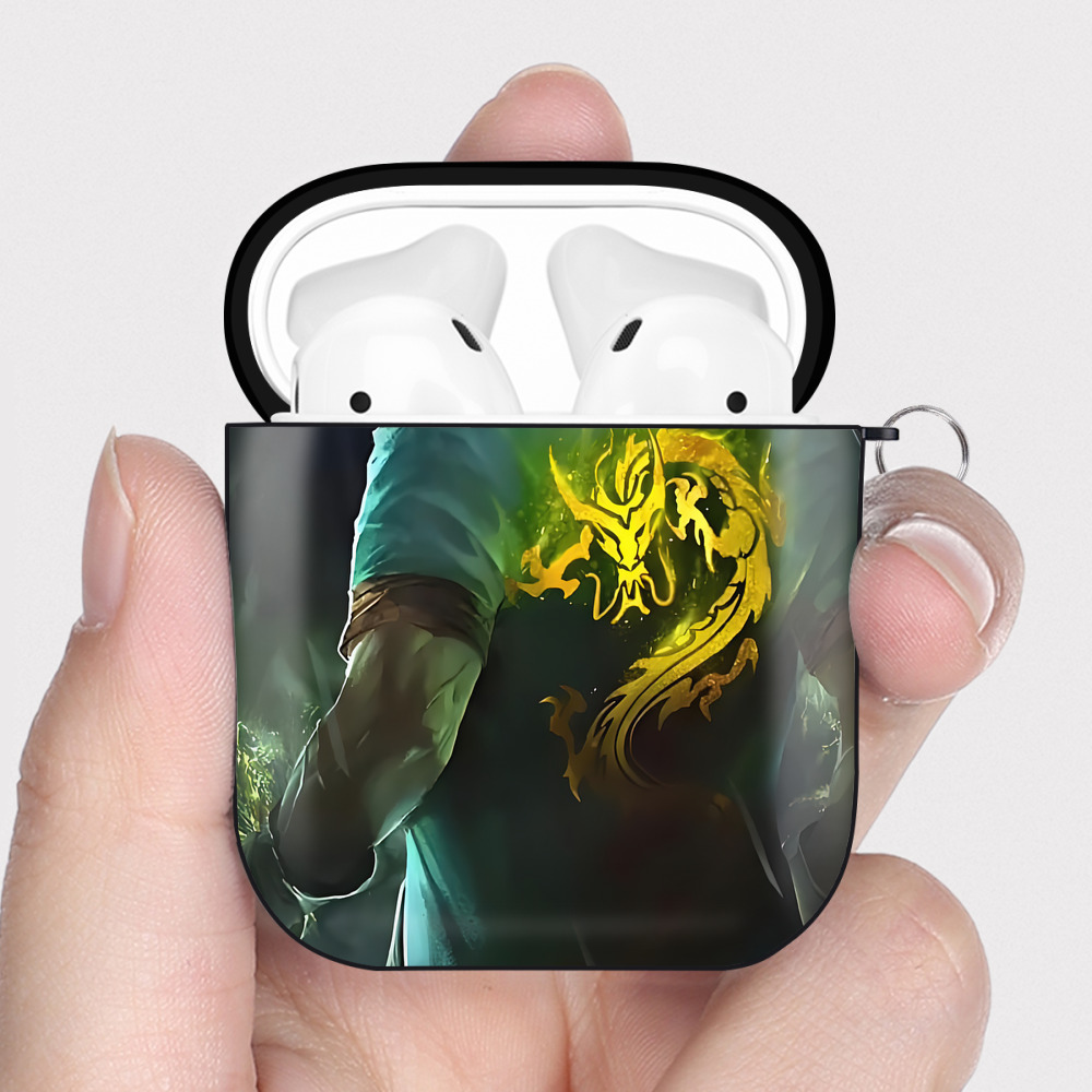 （画像用） リーグ・オブ・レジェンド League of Legends LOL AirPods 第2世代保護ケース ハードシェル ブラック 耐衝撃・防指紋・カラビナ付き