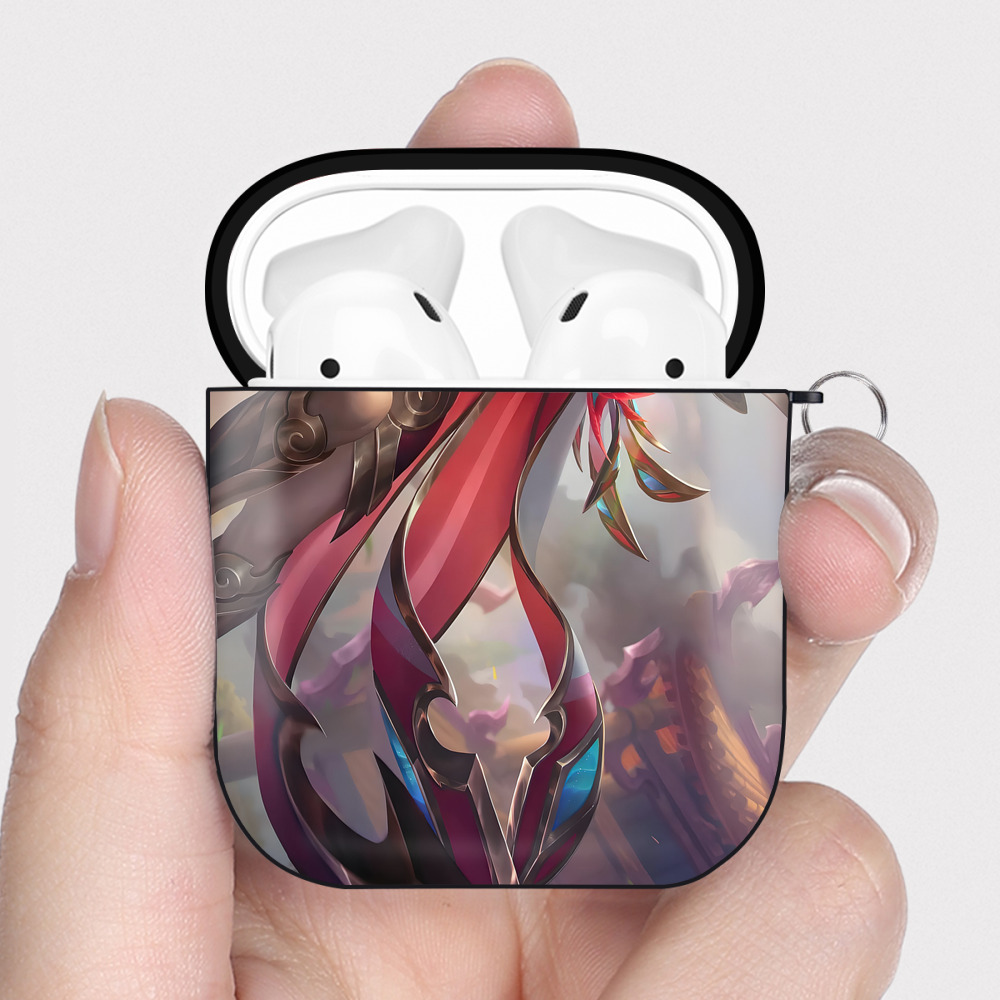 （画像用） リーグ・オブ・レジェンド League of Legends LOL AirPods 第2世代保護ケース ハードシェル ブラック 耐衝撃・防指紋・カラビナ付き