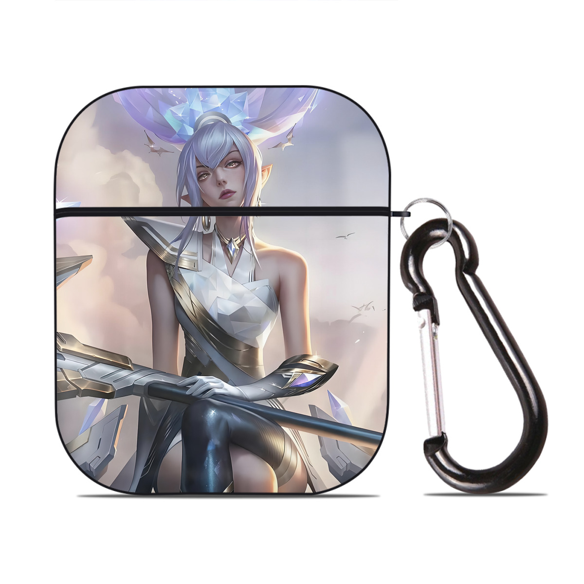 （画像用） リーグ・オブ・レジェンド League of Legends LOL AirPods 第2世代保護ケース ハードシェル ブラック 耐衝撃・防指紋・カラビナ付き