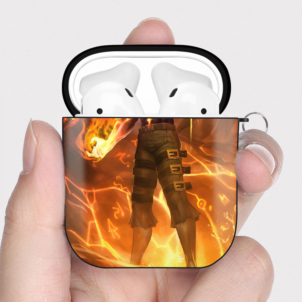 リーグ・オブ・レジェンド League of Legends LOL AirPods 第2世代保護ケース ハードシェル ブラック 耐衝撃・防指紋・カラビナ付き