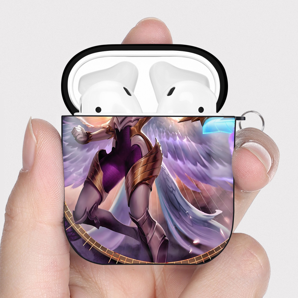 （画像用） リーグ・オブ・レジェンド League of Legends LOL AirPods 第2世代保護ケース ハードシェル ブラック 耐衝撃・防指紋・カラビナ付き