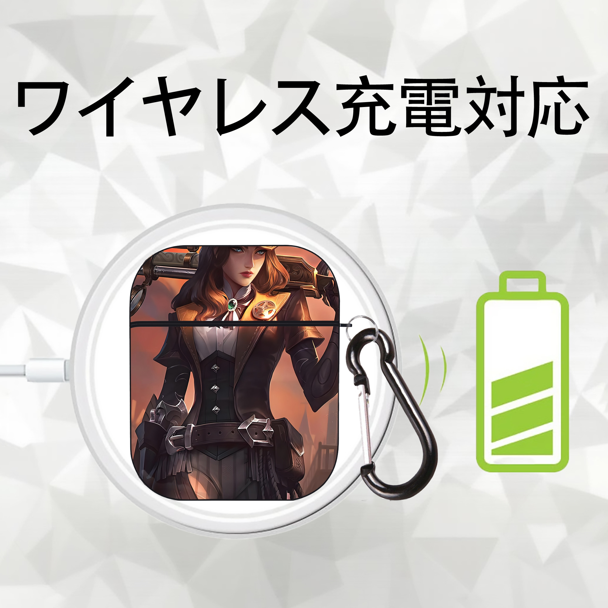 リーグ・オブ・レジェンド League of Legends LOL AirPods 第2世代保護ケース ハードシェル ブラック 耐衝撃・防指紋・カラビナ付き