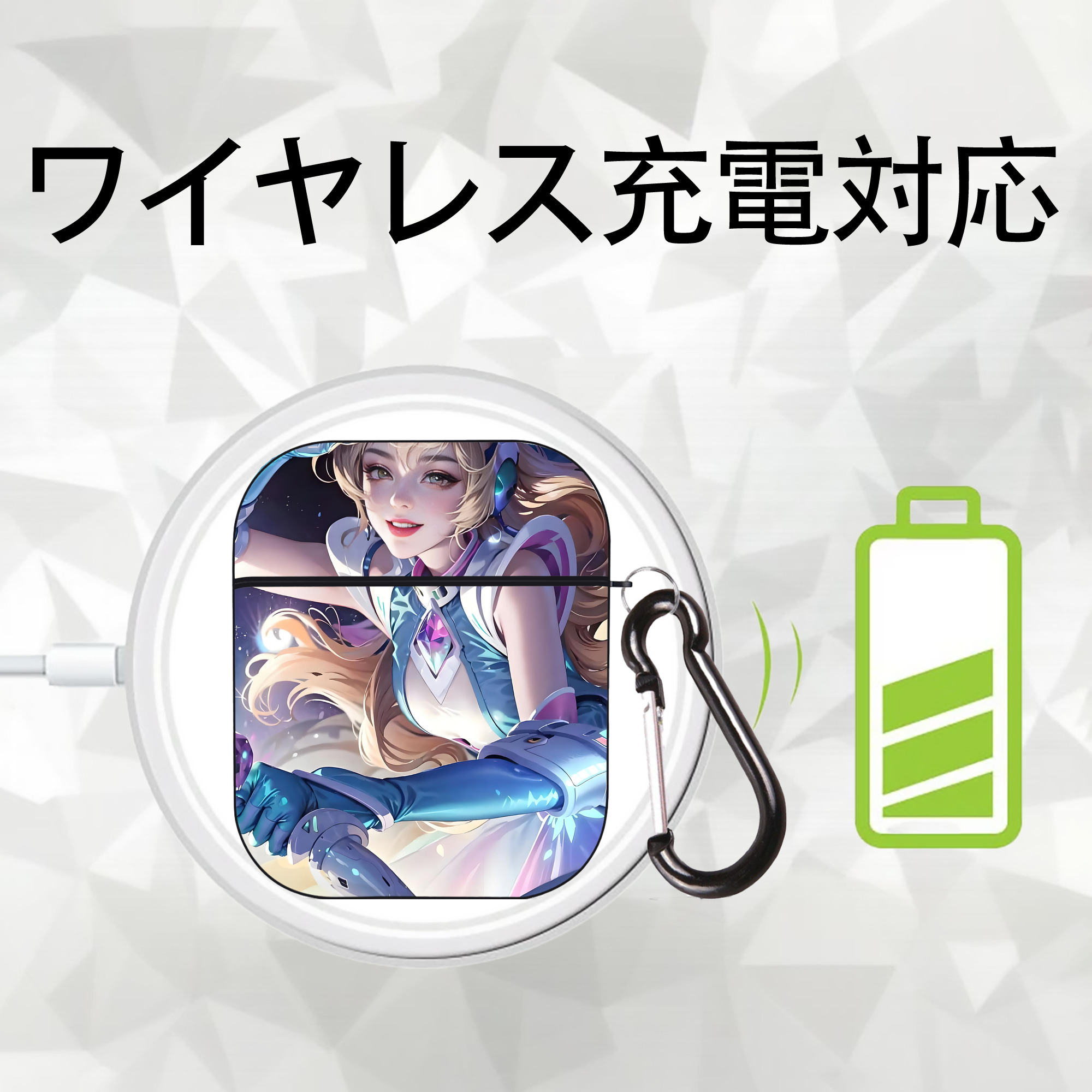 リーグ・オブ・レジェンド League of Legends LOL AirPods 第2世代保護ケース ハードシェル ブラック 耐衝撃・防指紋・カラビナ付き