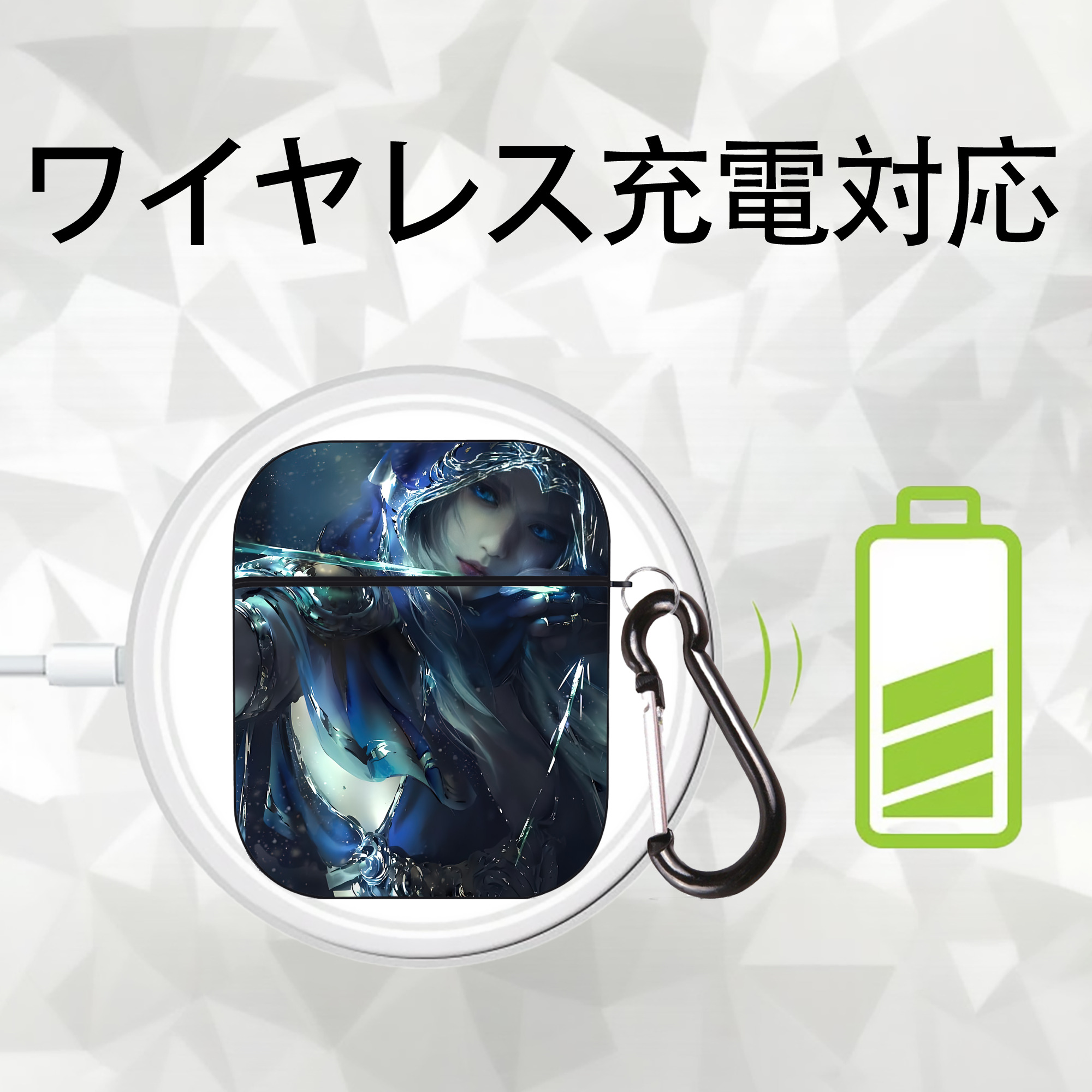 リーグ・オブ・レジェンド League of Legends LOL AirPods 第2世代保護ケース ハードシェル ブラック 耐衝撃・防指紋・カラビナ付き