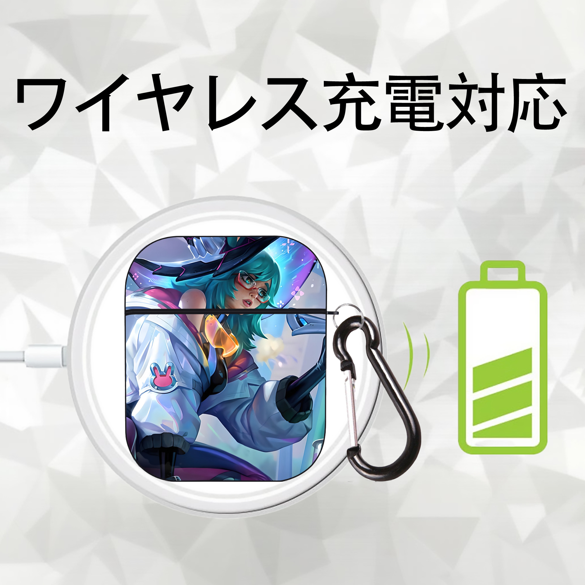 リーグ・オブ・レジェンド League of Legends LOL AirPods 第2世代保護ケース ハードシェル ブラック 耐衝撃・防指紋・カラビナ付き