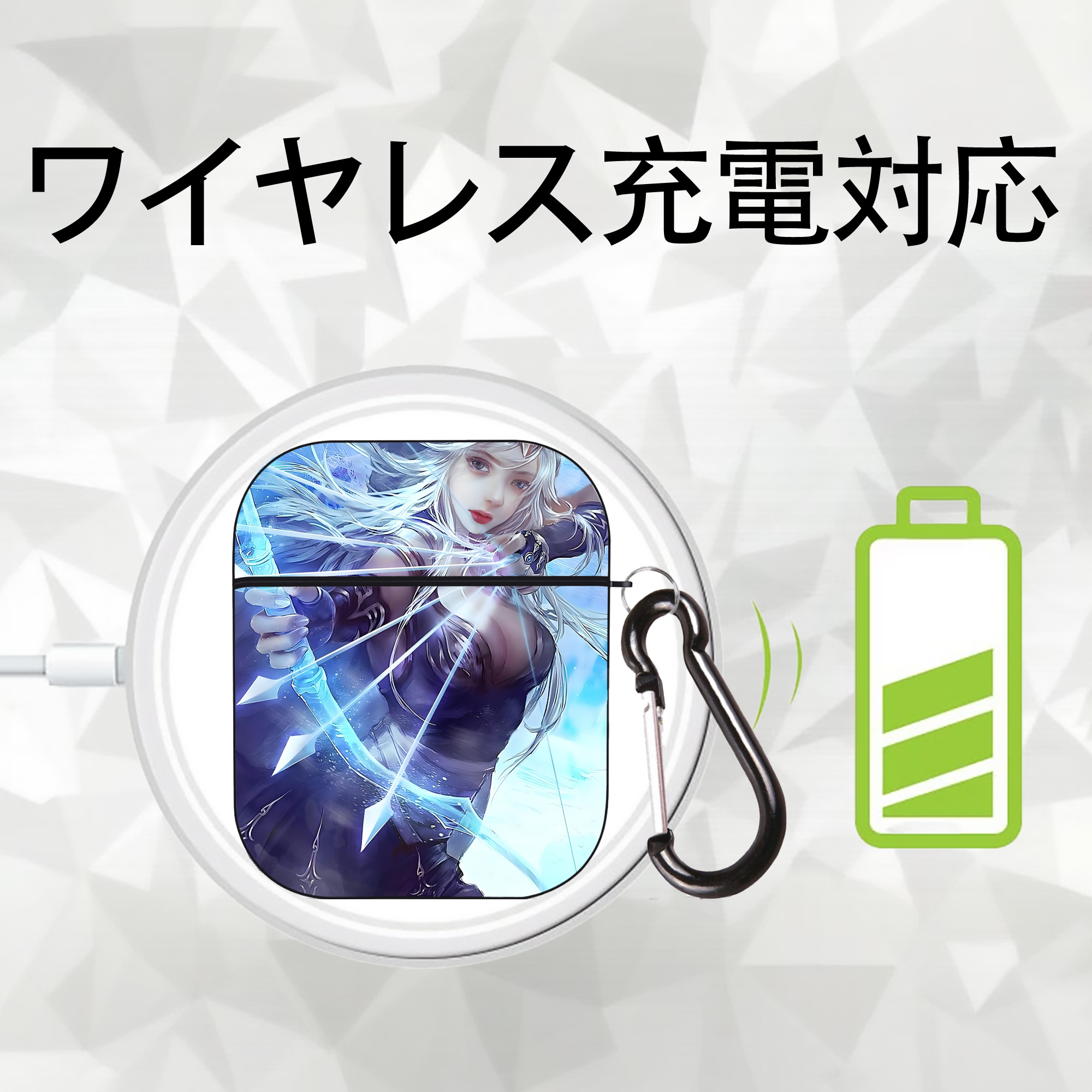 リーグ・オブ・レジェンド League of Legends LOL AirPods 第2世代保護ケース ハードシェル ブラック 耐衝撃・防指紋・カラビナ付き