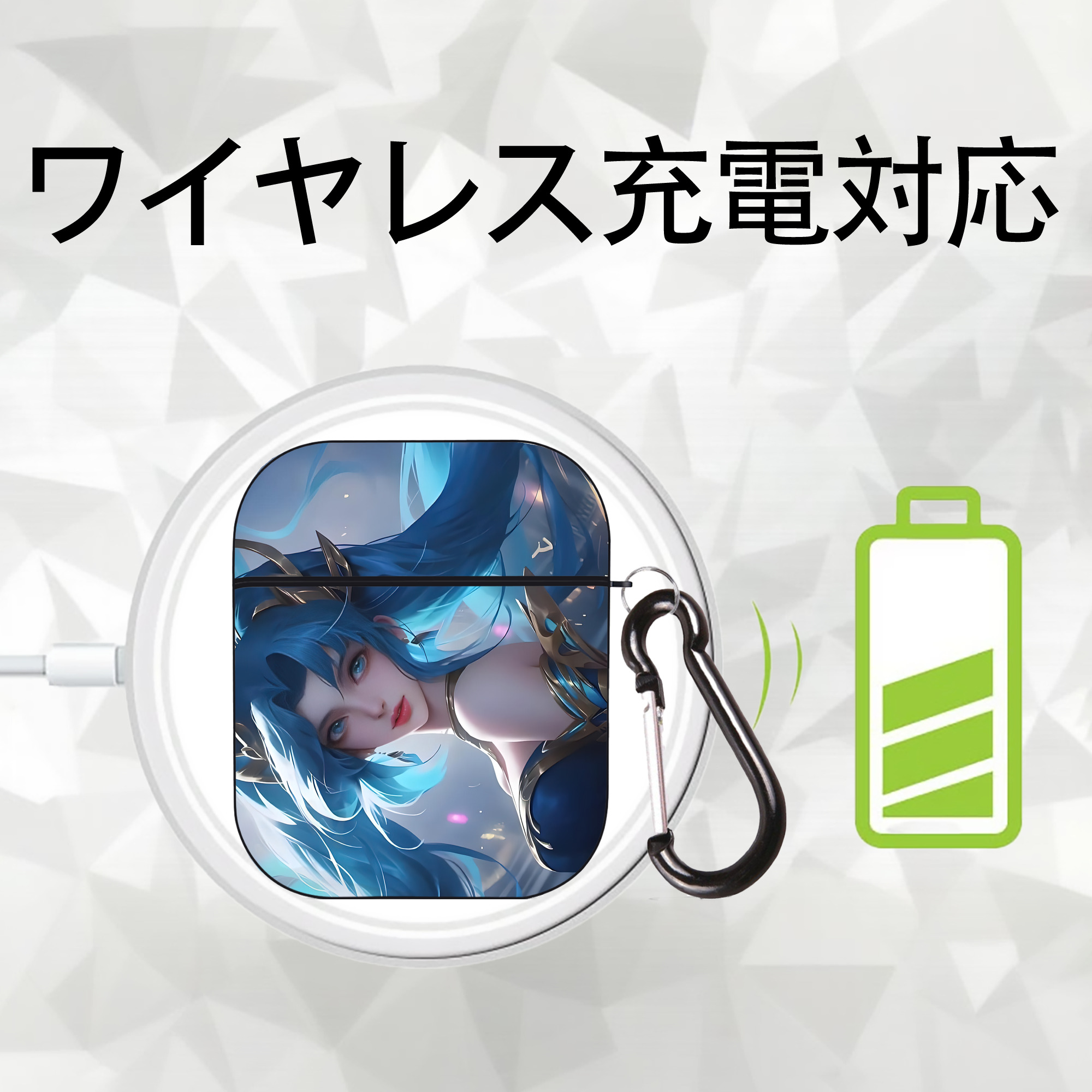 リーグ・オブ・レジェンド League of Legends LOL AirPods 第2世代保護ケース ハードシェル ブラック 耐衝撃・防指紋・カラビナ付き