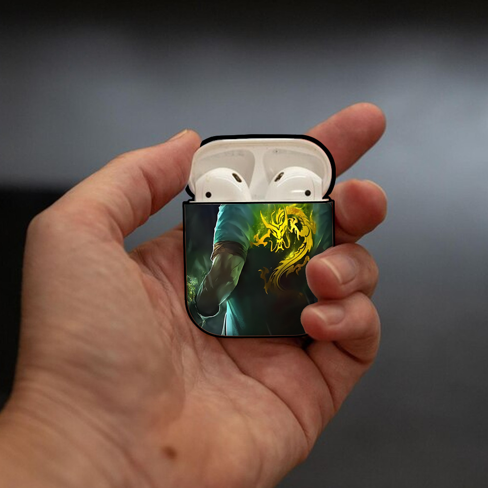 リーグ・オブ・レジェンド League of Legends LOL AirPods 第2世代保護ケース ハードシェル ブラック 耐衝撃・防指紋・カラビナ付き