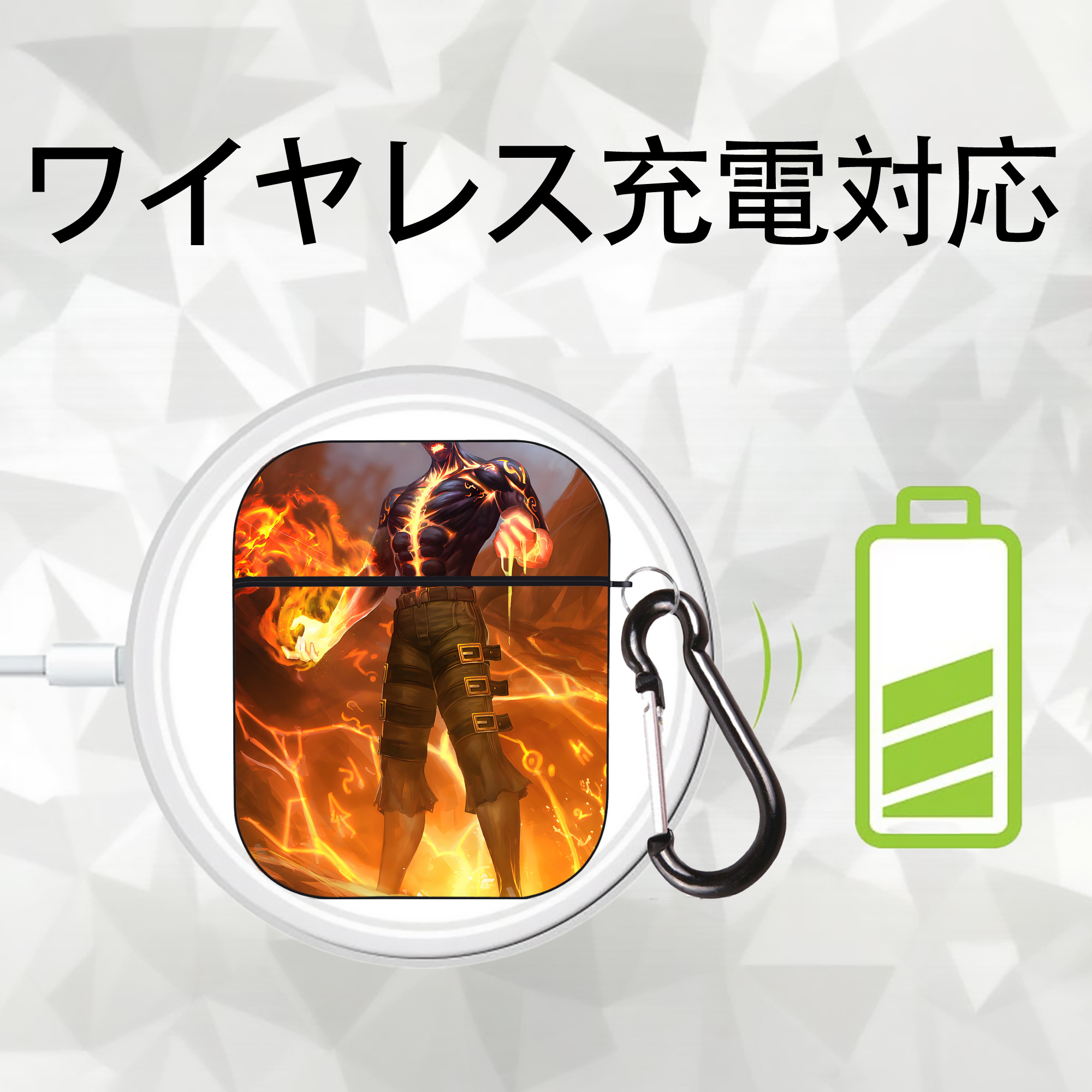 リーグ・オブ・レジェンド League of Legends LOL AirPods 第2世代保護ケース ハードシェル ブラック 耐衝撃・防指紋・カラビナ付き