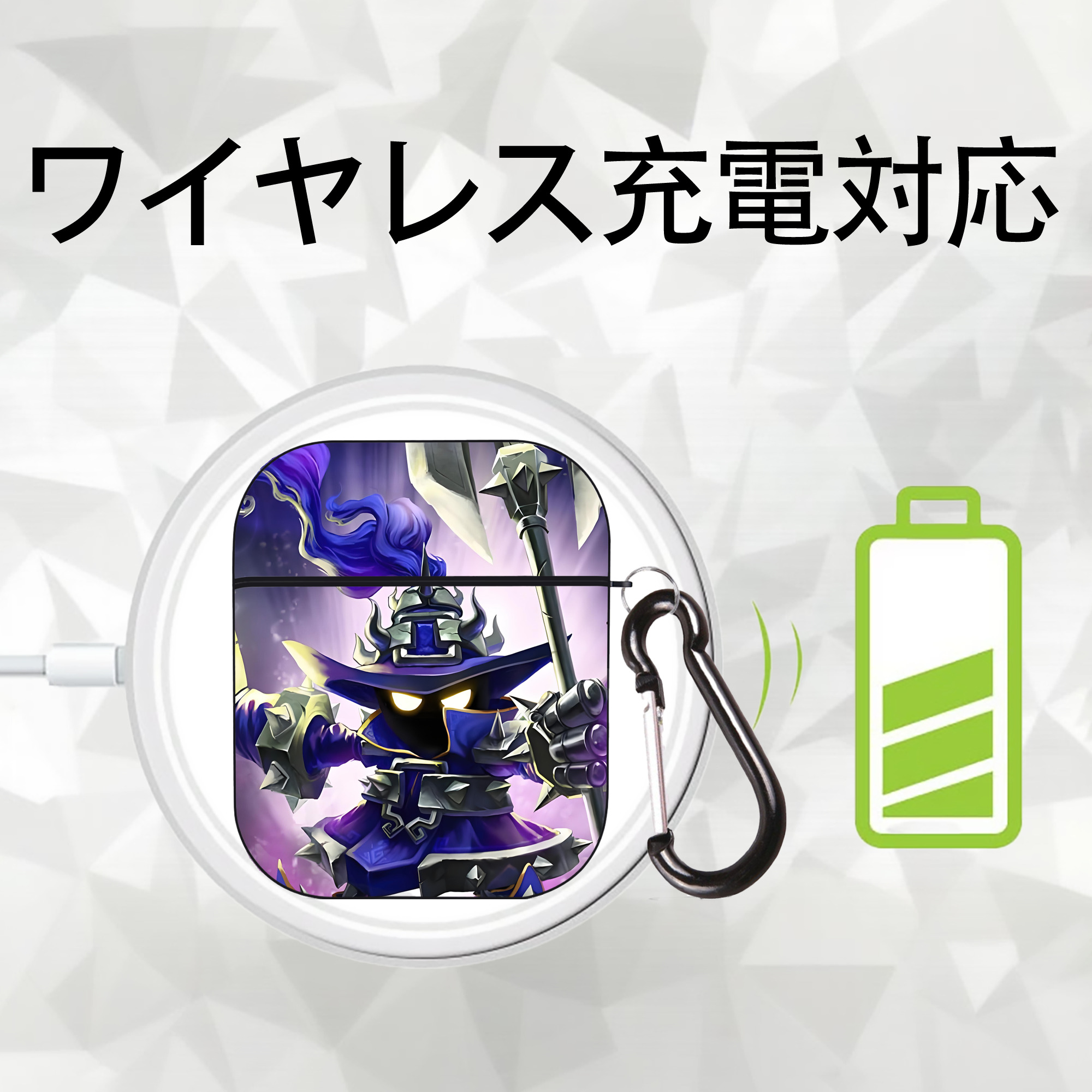 リーグ・オブ・レジェンド League of Legends LOL AirPods 第2世代保護ケース ハードシェル ブラック 耐衝撃・防指紋・カラビナ付き