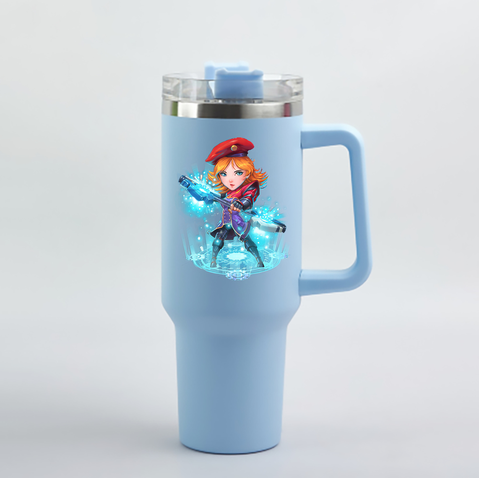 （画像用） リーグ・オブ・レジェンド League of Legends LOL 1200mL車用タンブラー - クリスタルステッカー（プラスチックストロー付き）