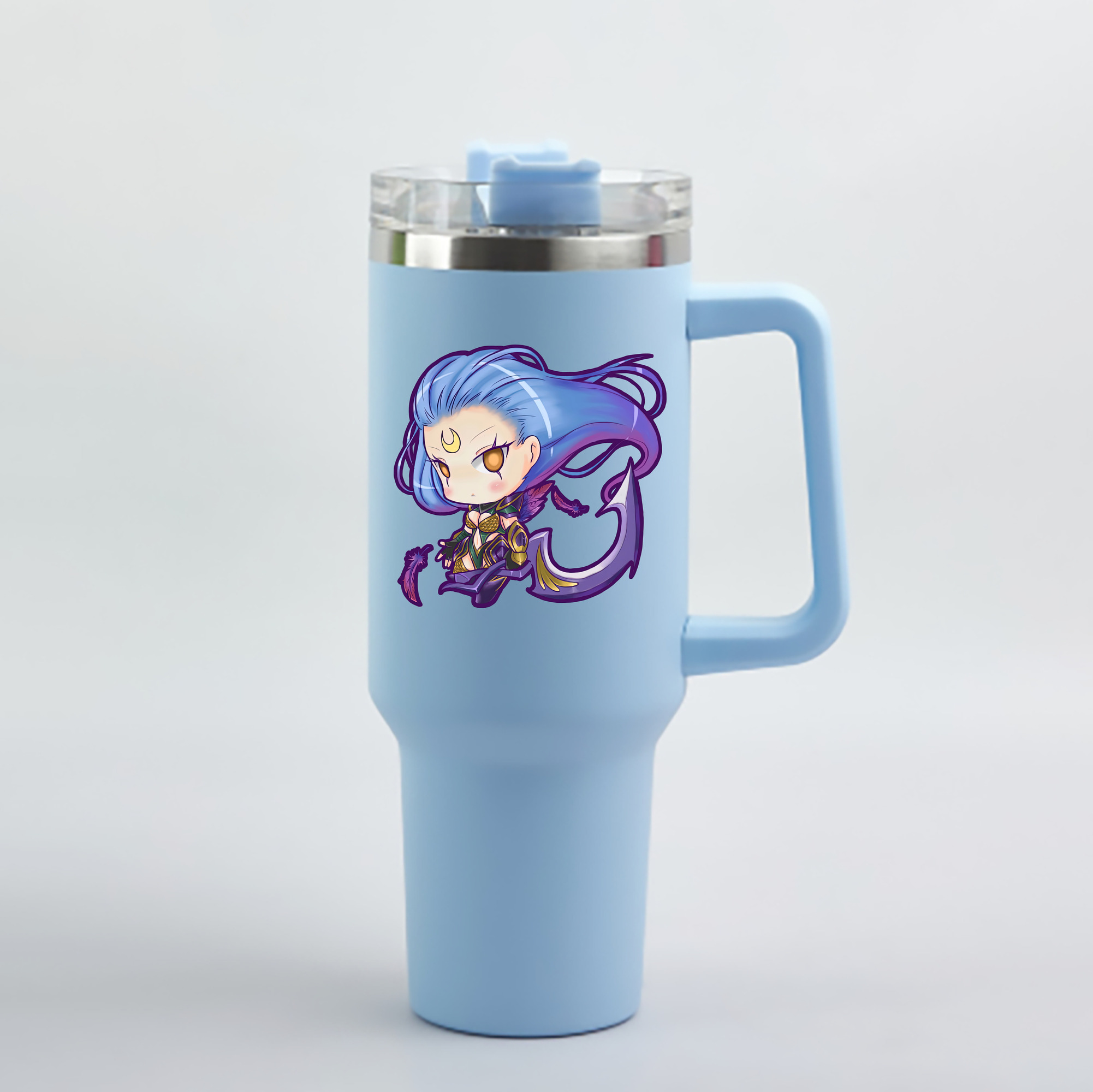 （画像用） リーグ・オブ・レジェンド League of Legends LOL 1200mL車用タンブラー - クリスタルステッカー（プラスチックストロー付き）