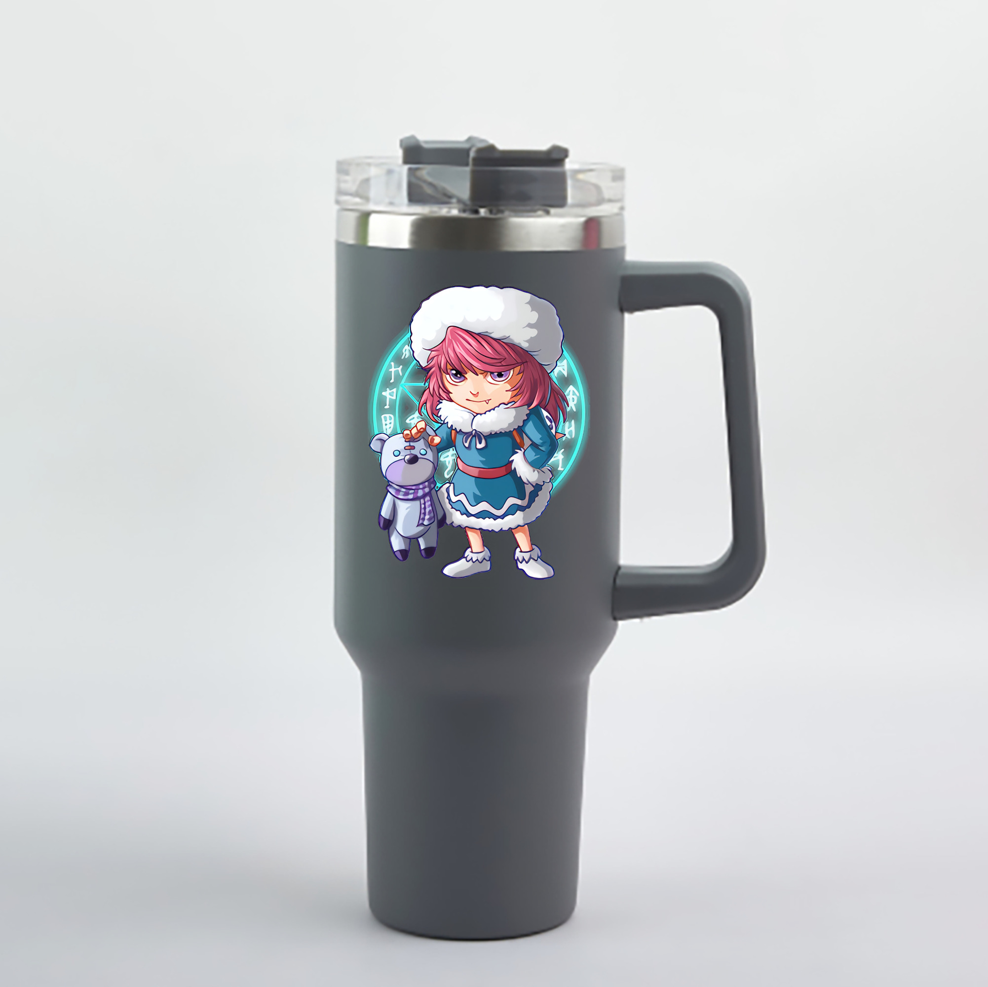（画像用） リーグ・オブ・レジェンド League of Legends LOL 1200mL車用タンブラー - クリスタルステッカー（プラスチックストロー付き）