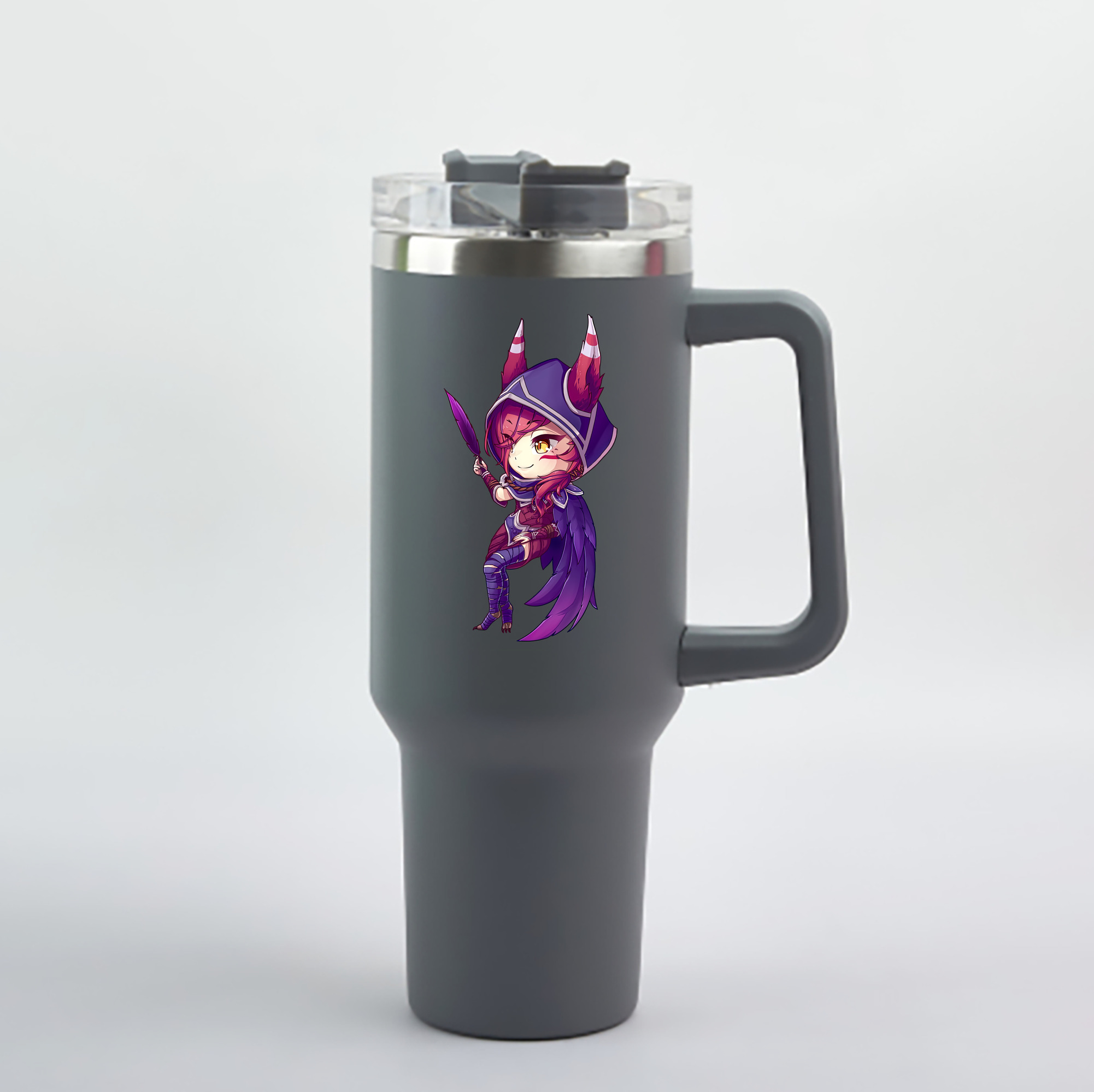 （画像用） リーグ・オブ・レジェンド League of Legends LOL 1200mL車用タンブラー - クリスタルステッカー（プラスチックストロー付き）