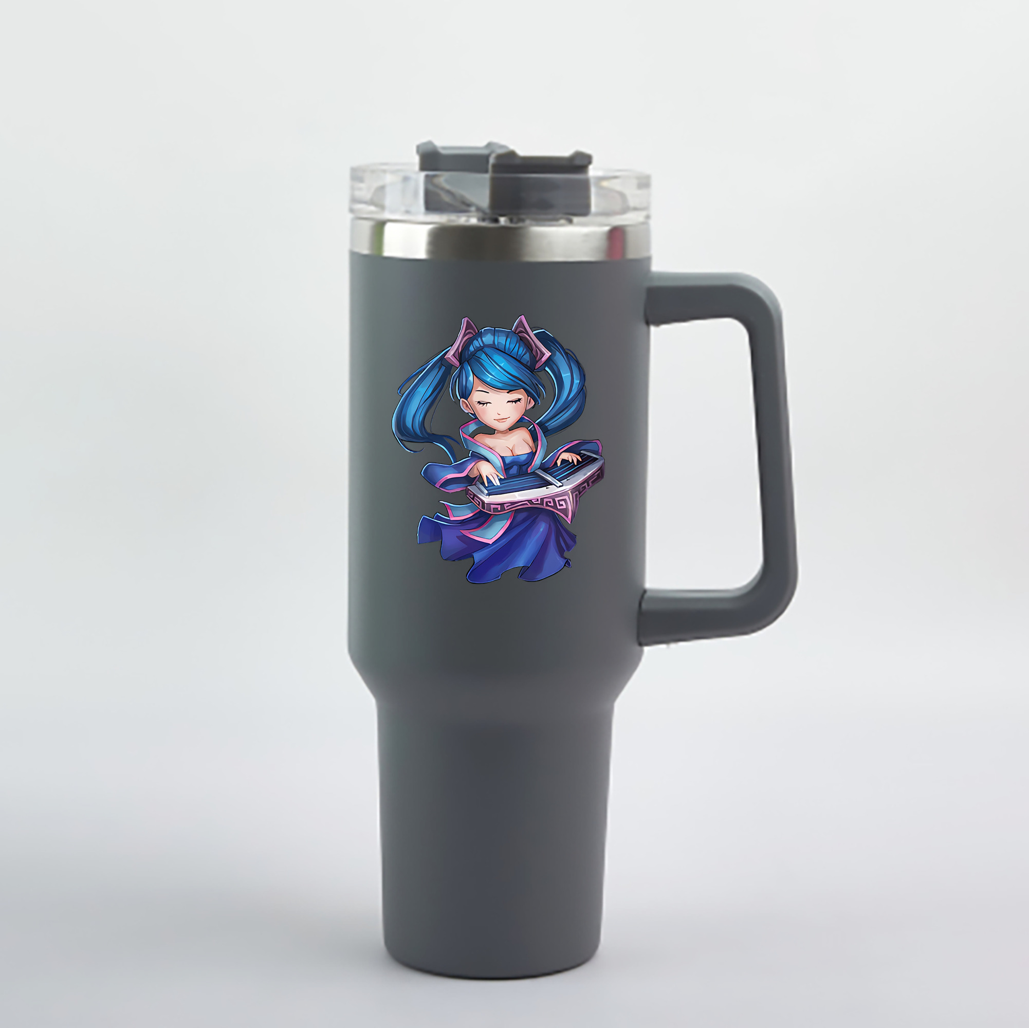 （画像用） リーグ・オブ・レジェンド League of Legends LOL 1200mL車用タンブラー - クリスタルステッカー（プラスチックストロー付き）