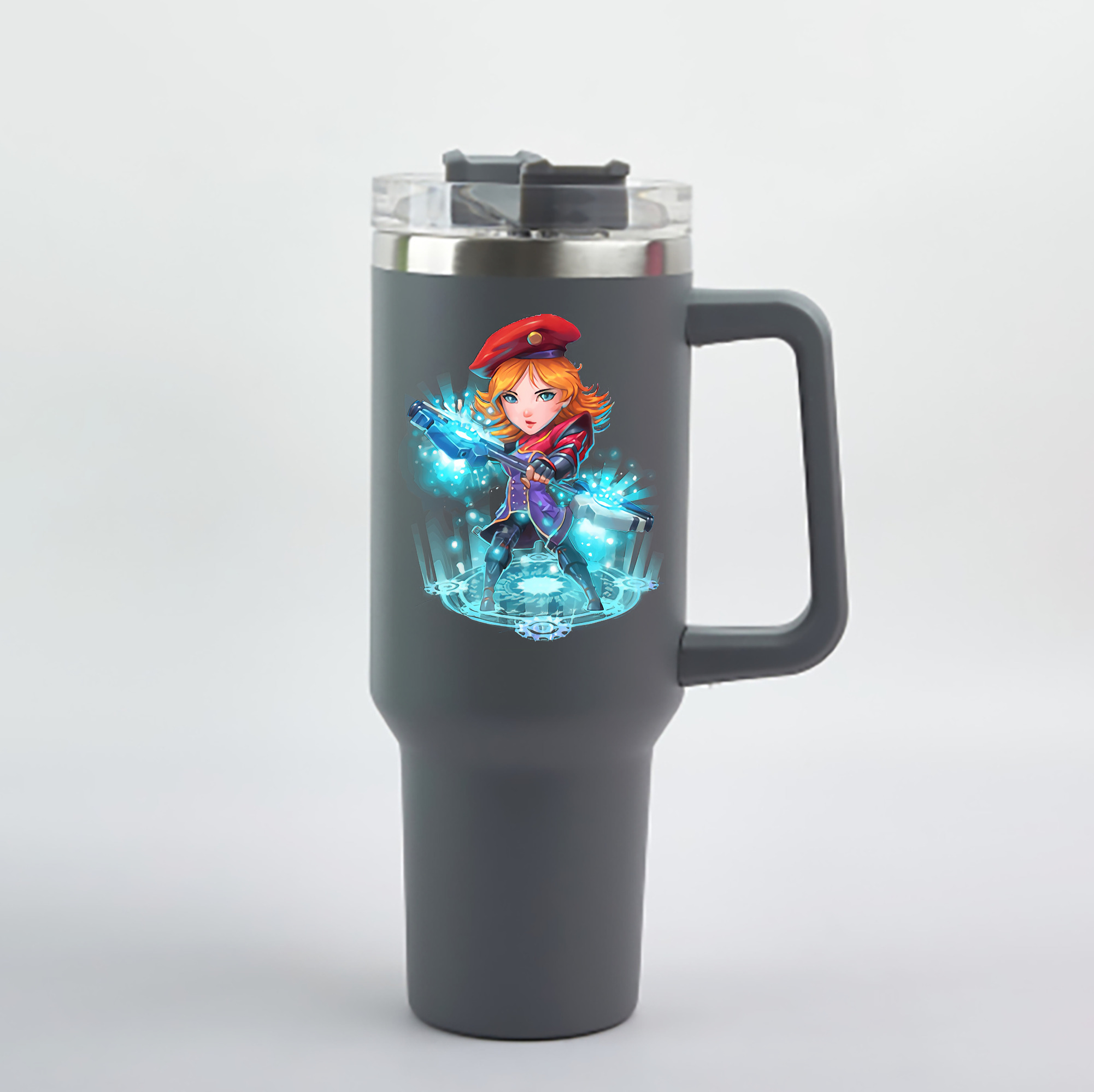 （画像用） リーグ・オブ・レジェンド League of Legends LOL 1200mL車用タンブラー - クリスタルステッカー（プラスチックストロー付き）