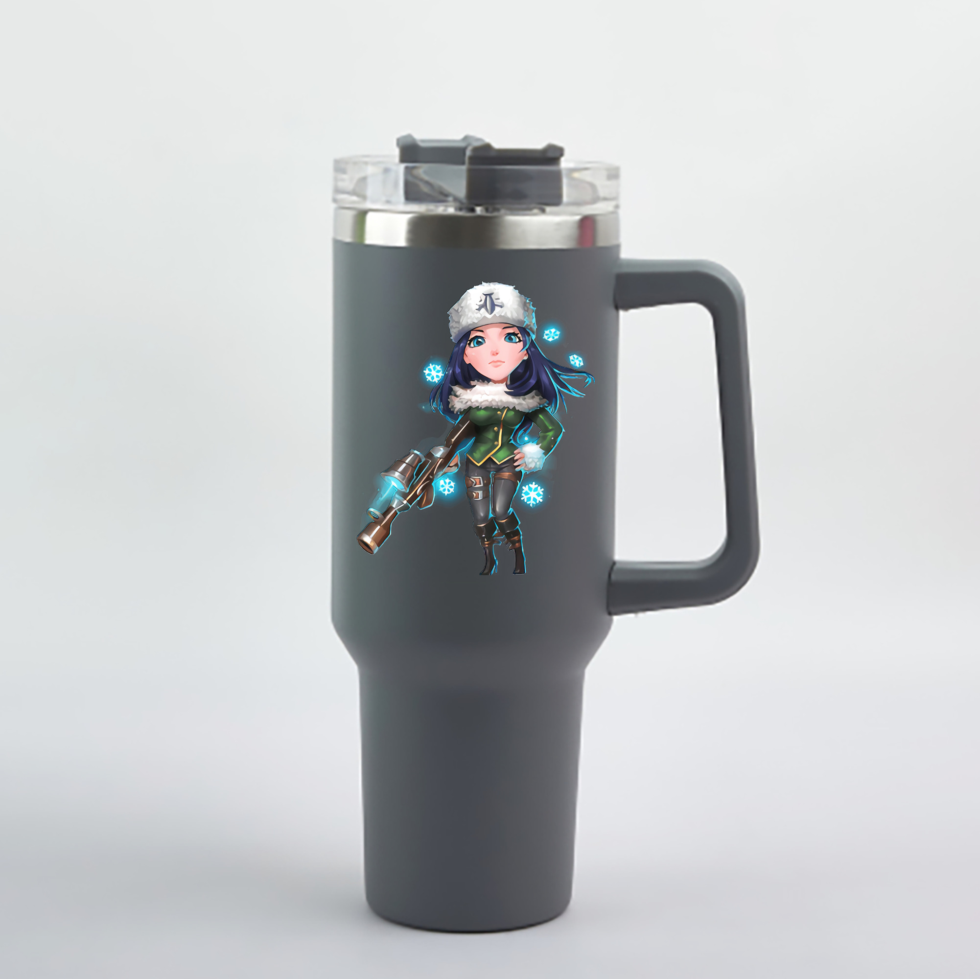 （画像用） リーグ・オブ・レジェンド League of Legends LOL 1200mL車用タンブラー - クリスタルステッカー（プラスチックストロー付き）