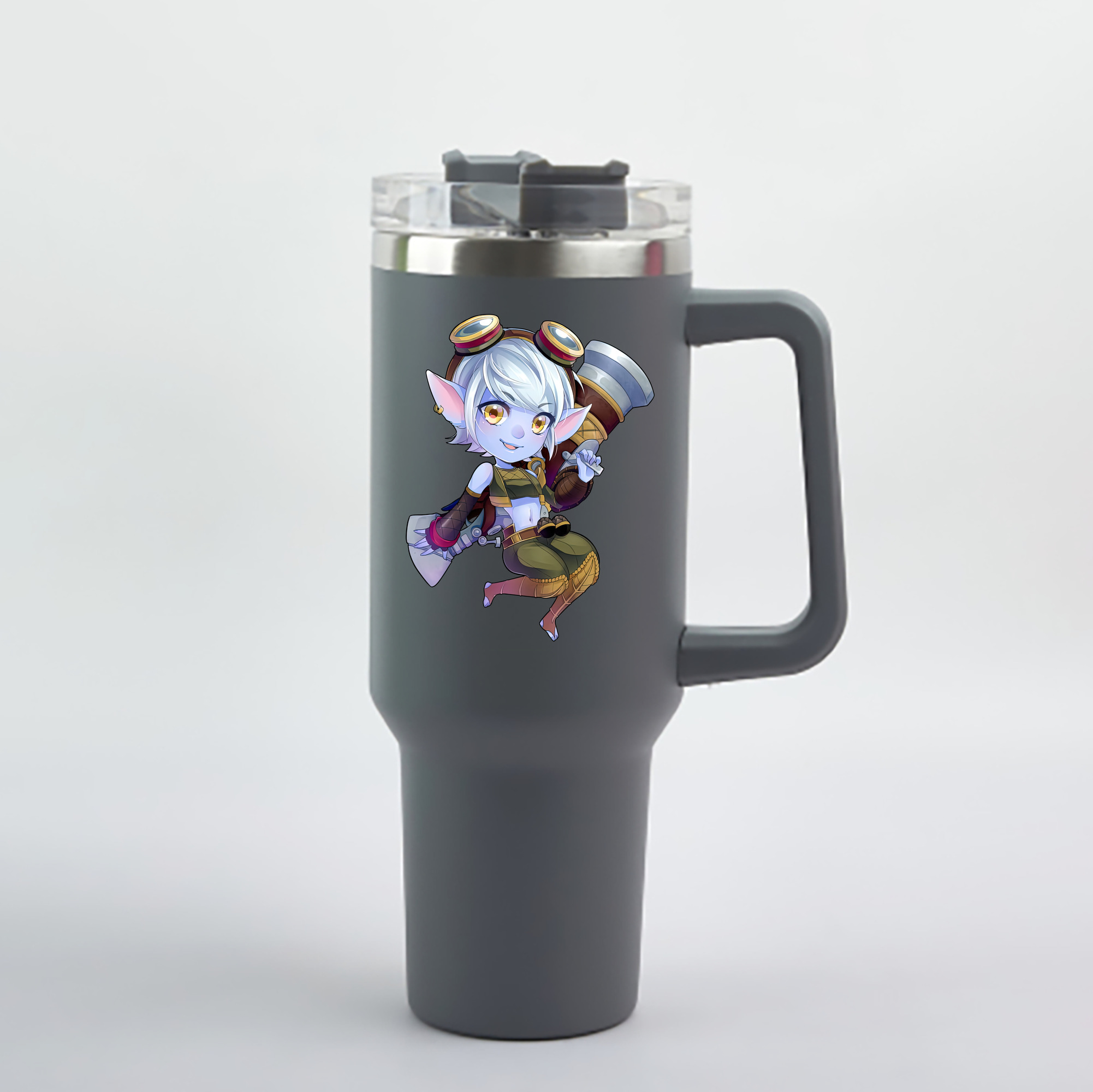 （画像用） リーグ・オブ・レジェンド League of Legends LOL 1200mL車用タンブラー - クリスタルステッカー（プラスチックストロー付き）