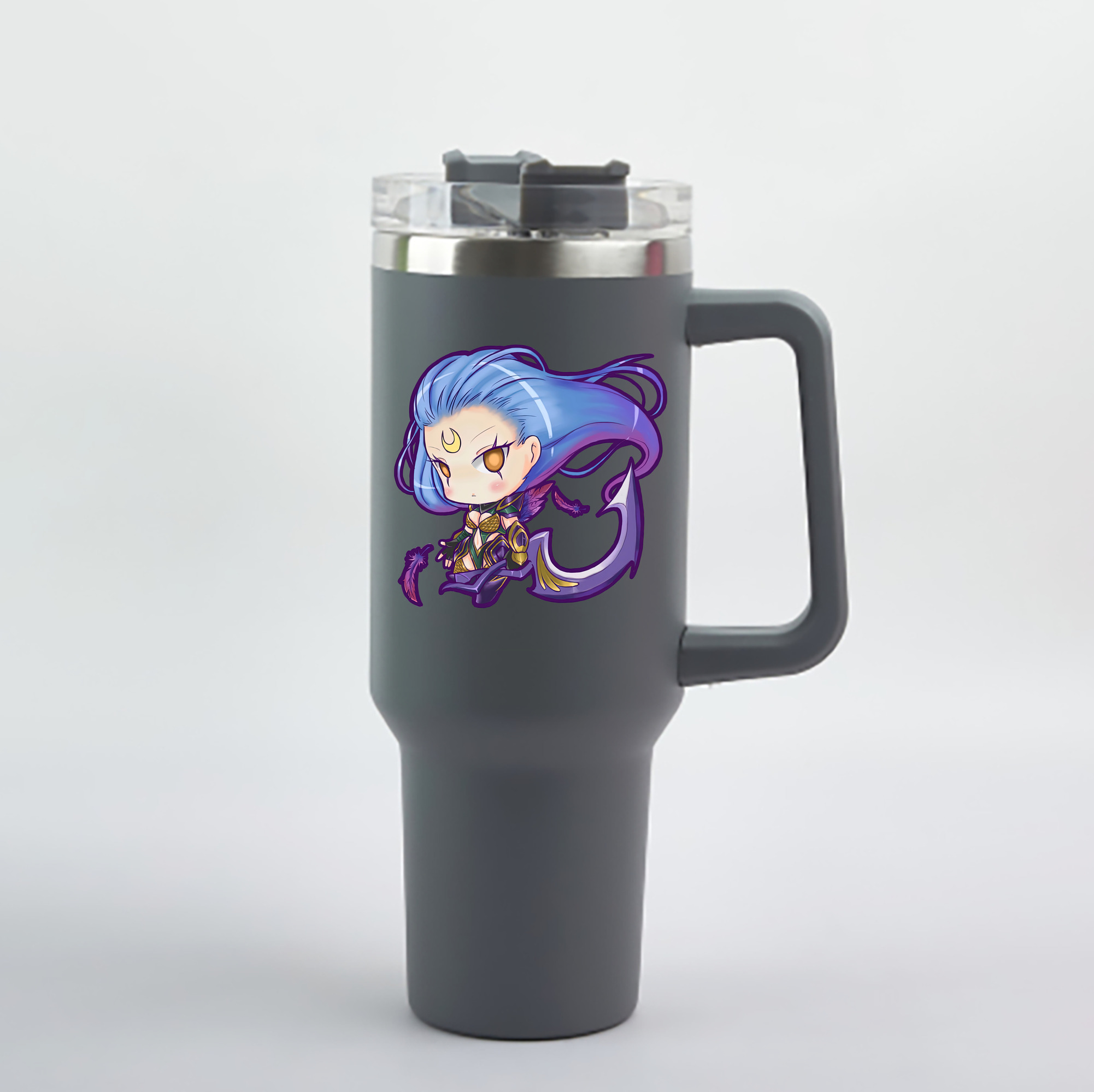 （画像用） リーグ・オブ・レジェンド League of Legends LOL 1200mL車用タンブラー - クリスタルステッカー（プラスチックストロー付き）