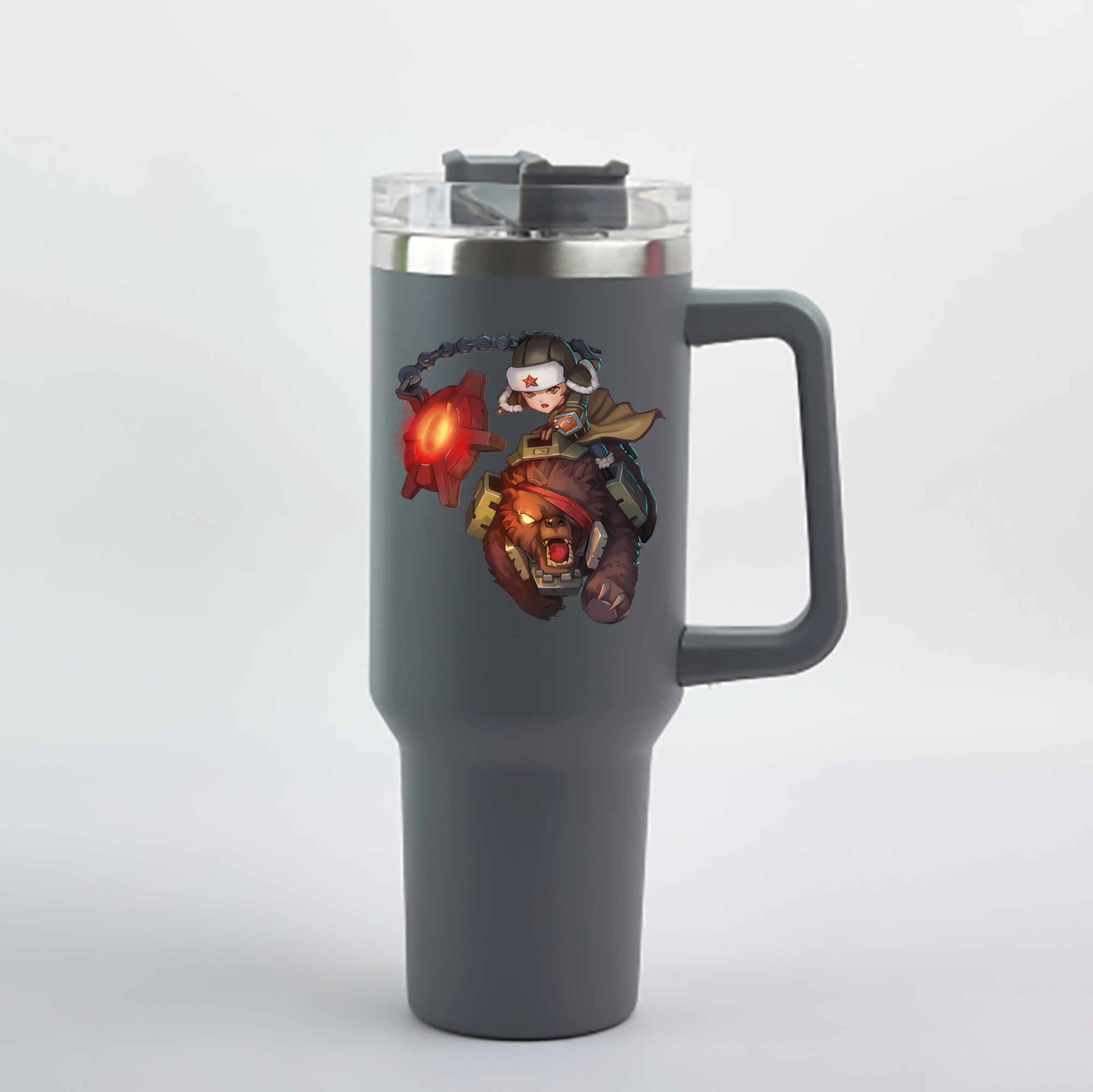 （画像用） リーグ・オブ・レジェンド League of Legends LOL 1200mL車用タンブラー - クリスタルステッカー（プラスチックストロー付き）
