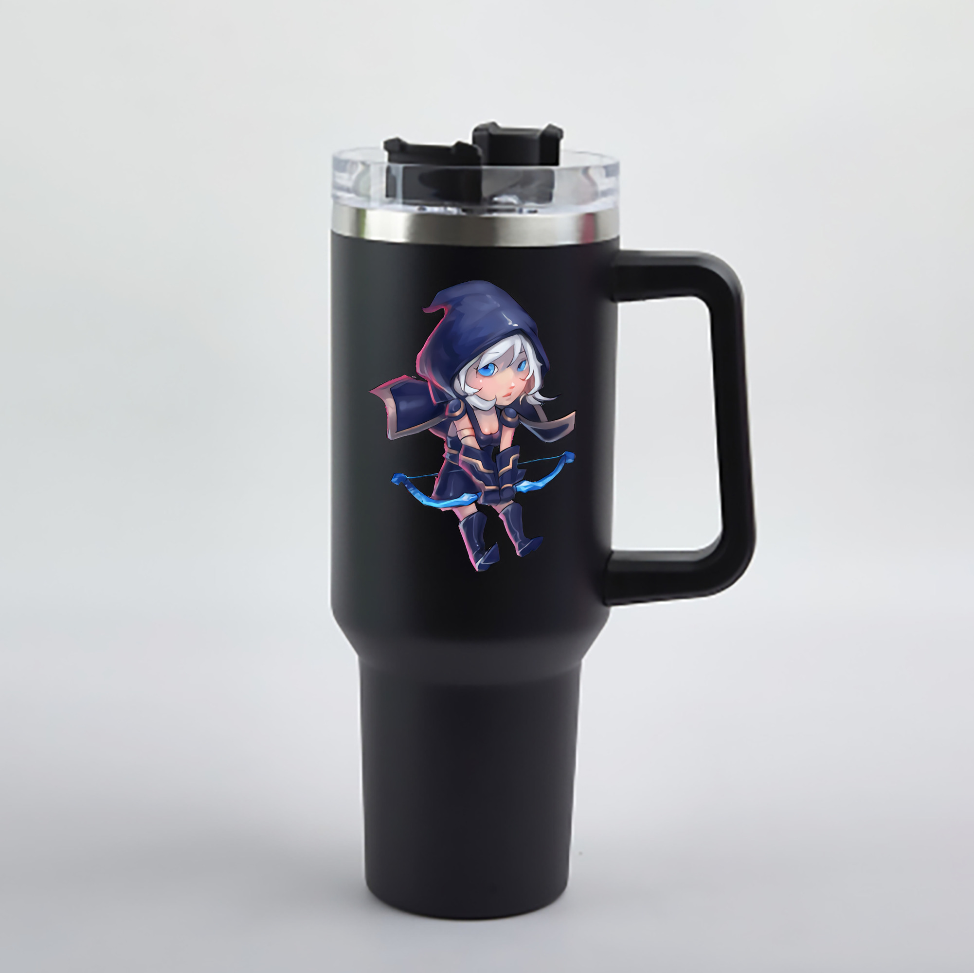 （画像用） リーグ・オブ・レジェンド League of Legends LOL 1200mL車用タンブラー - クリスタルステッカー（プラスチックストロー付き）