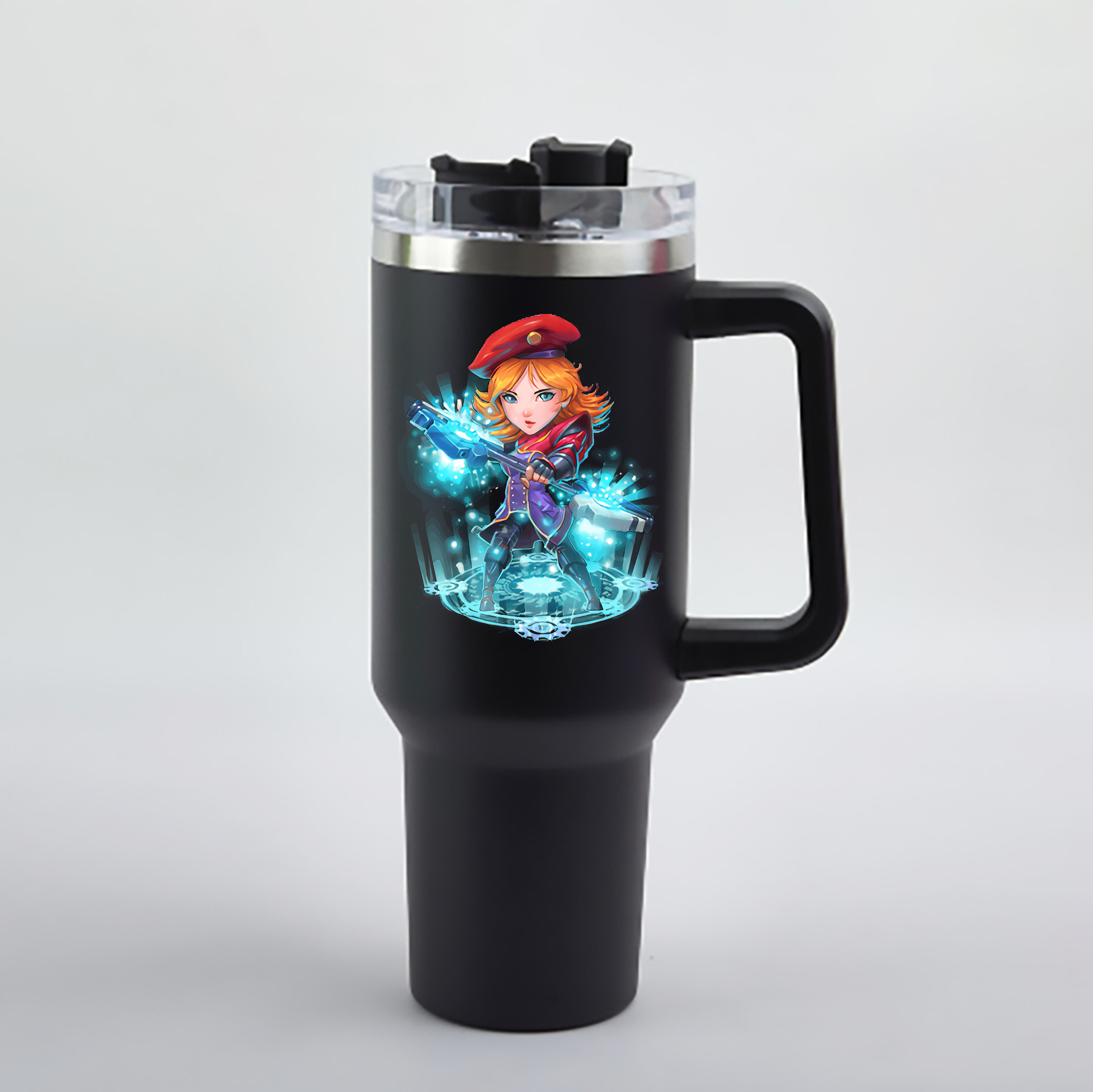 （画像用） リーグ・オブ・レジェンド League of Legends LOL 1200mL車用タンブラー - クリスタルステッカー（プラスチックストロー付き）