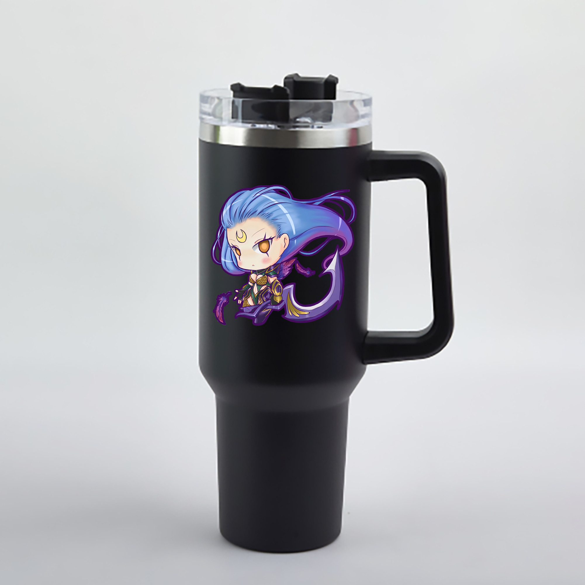 （画像用） リーグ・オブ・レジェンド League of Legends LOL 1200mL車用タンブラー - クリスタルステッカー（プラスチックストロー付き）