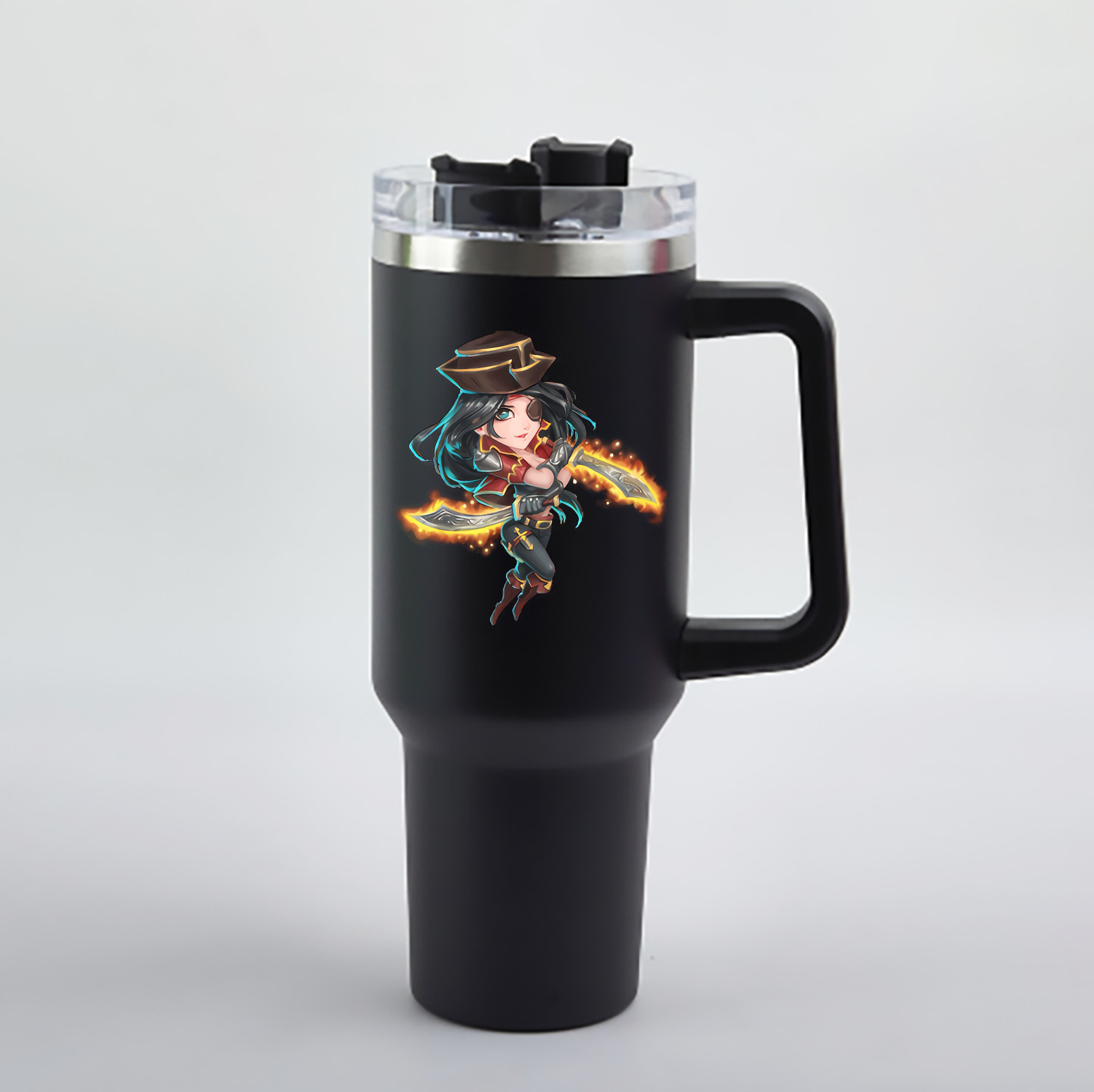 （画像用） リーグ・オブ・レジェンド League of Legends LOL 1200mL車用タンブラー - クリスタルステッカー（プラスチックストロー付き）