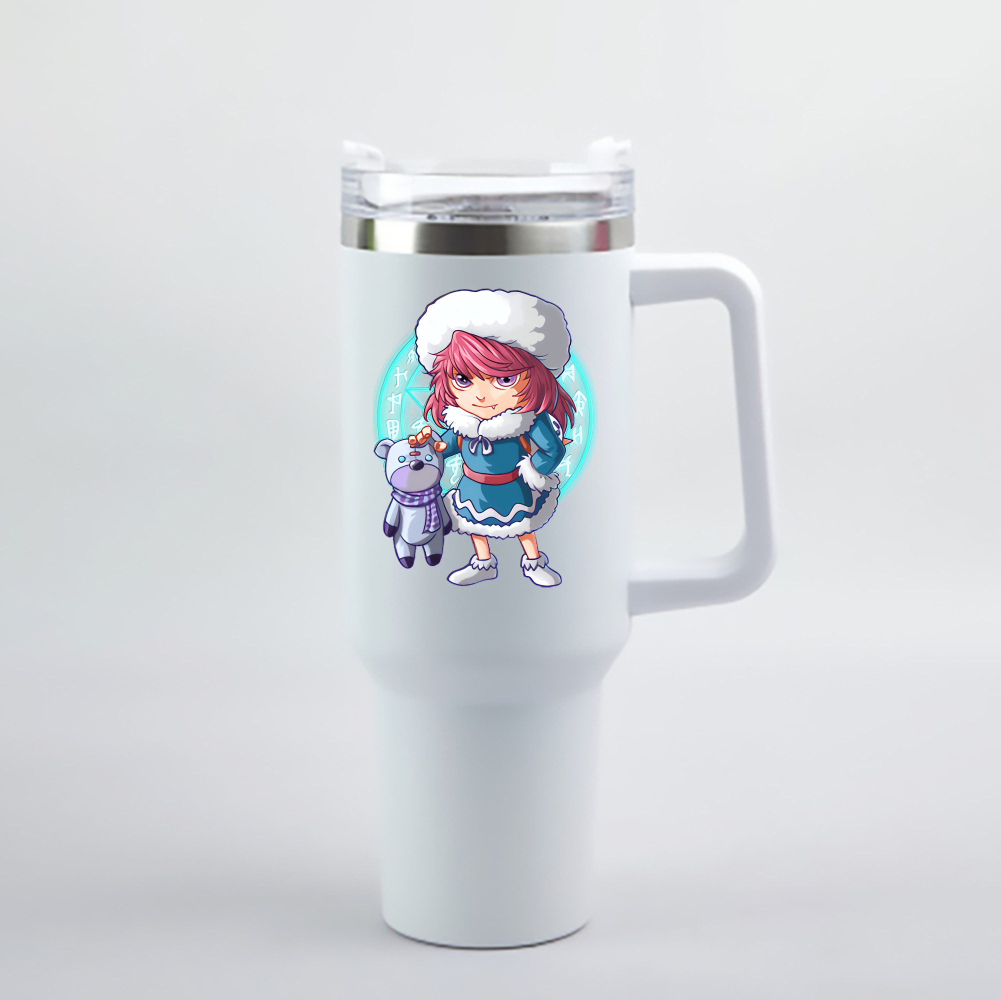 （画像用） リーグ・オブ・レジェンド League of Legends LOL 1200mL車用タンブラー - クリスタルステッカー（プラスチックストロー付き）