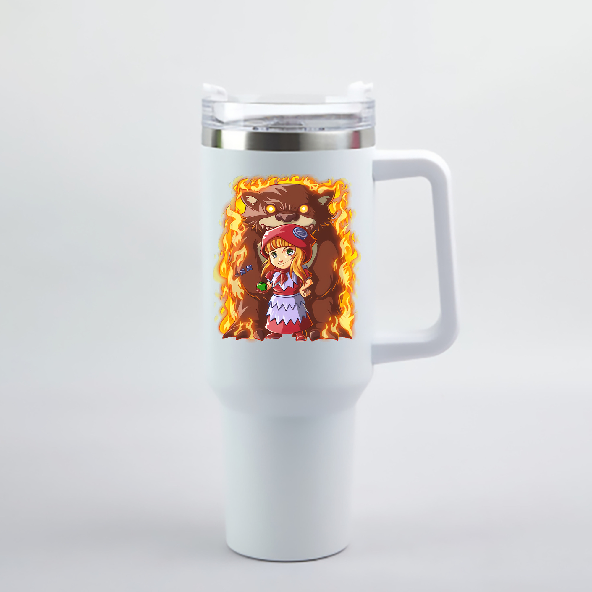 リーグ・オブ・レジェンド League of Legends LOL 1200mL車用タンブラー - クリスタルステッカー（プラスチックストロー付き）