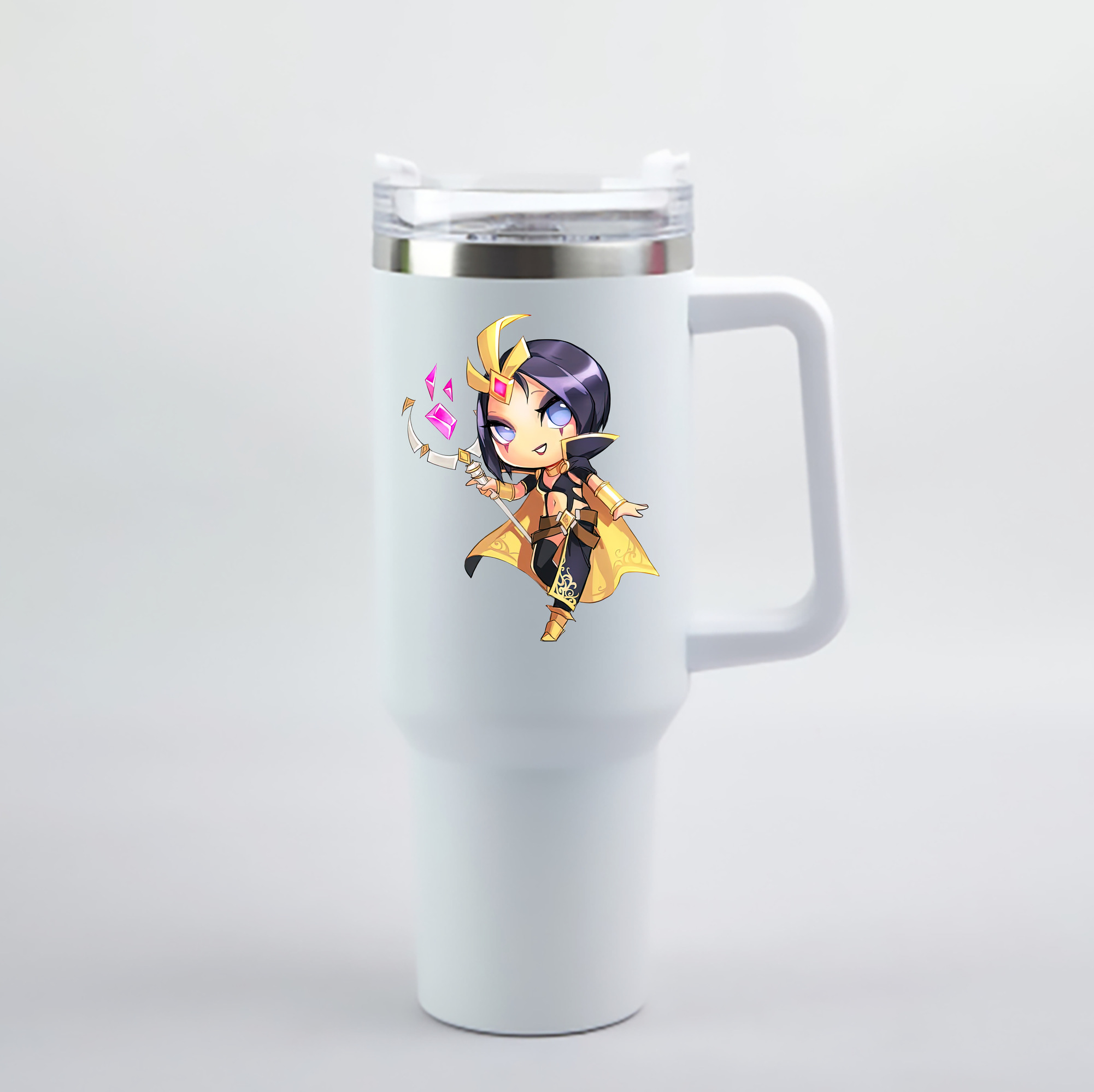（画像用） リーグ・オブ・レジェンド League of Legends LOL 1200mL車用タンブラー - クリスタルステッカー（プラスチックストロー付き）