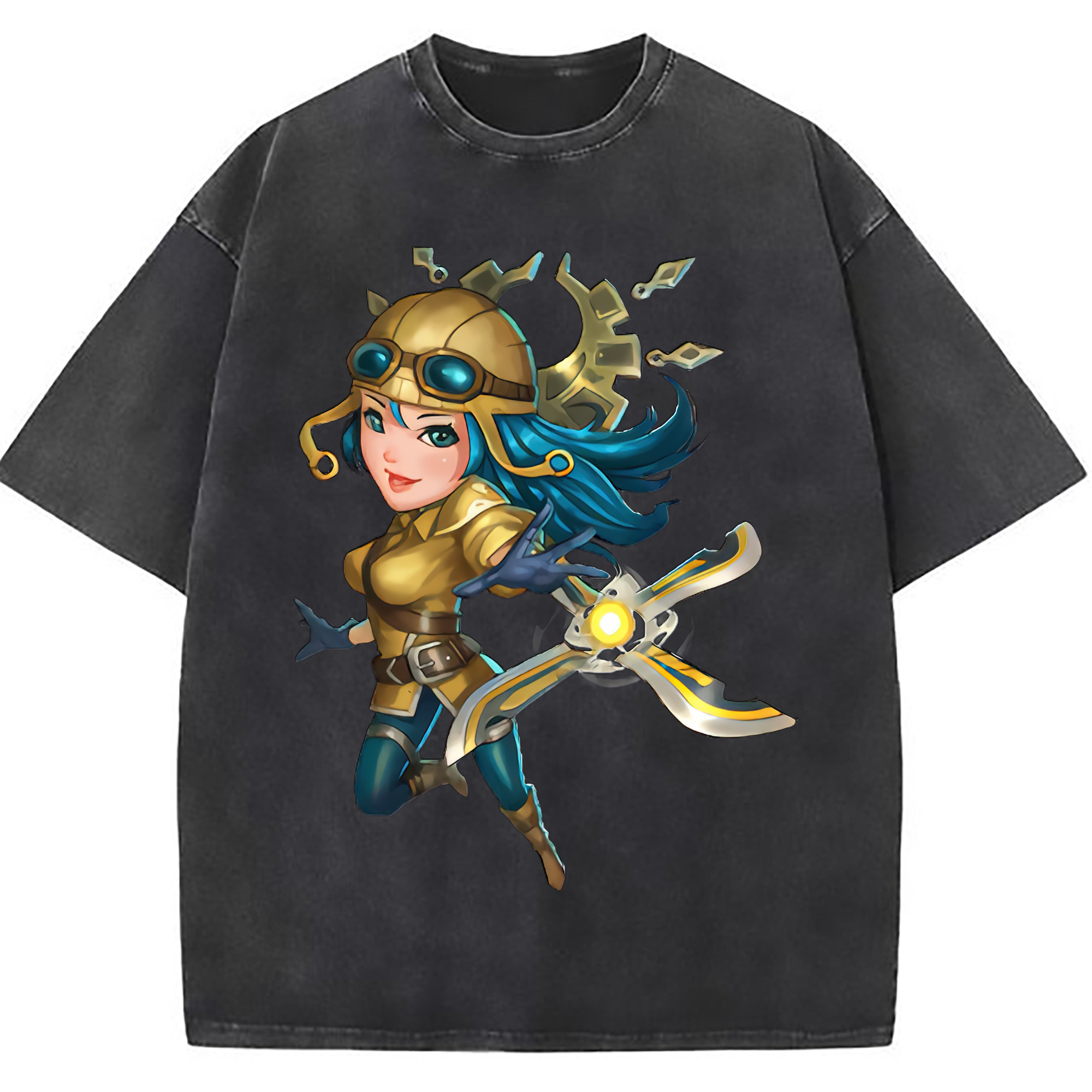 （画像用） リーグ・オブ・レジェンド League of Legends LOL 綿100% ヴィンテージ風 半袖Tシャツ（フロントプリント）