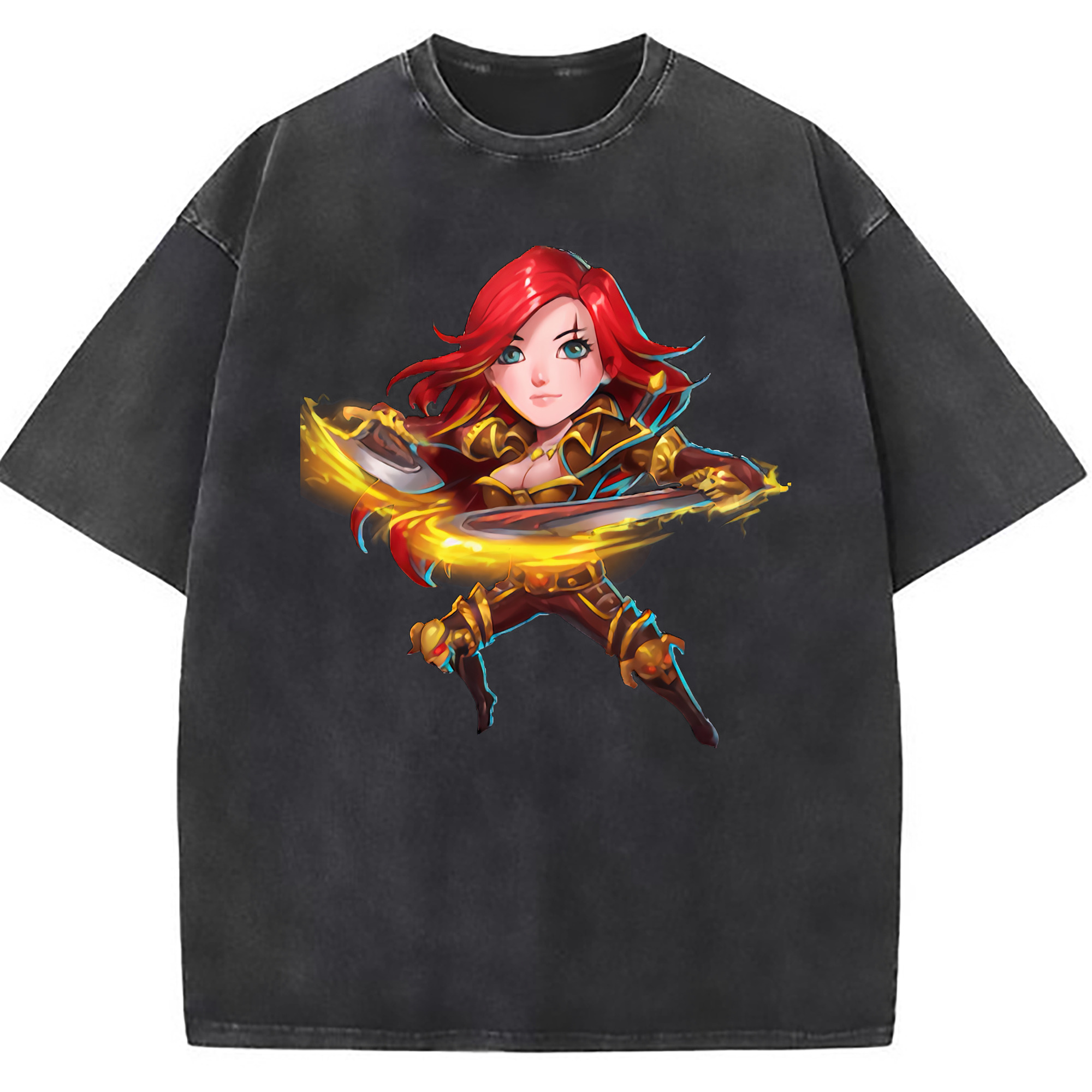 （画像用） リーグ・オブ・レジェンド League of Legends LOL 綿100% ヴィンテージ風 半袖Tシャツ（フロントプリント）