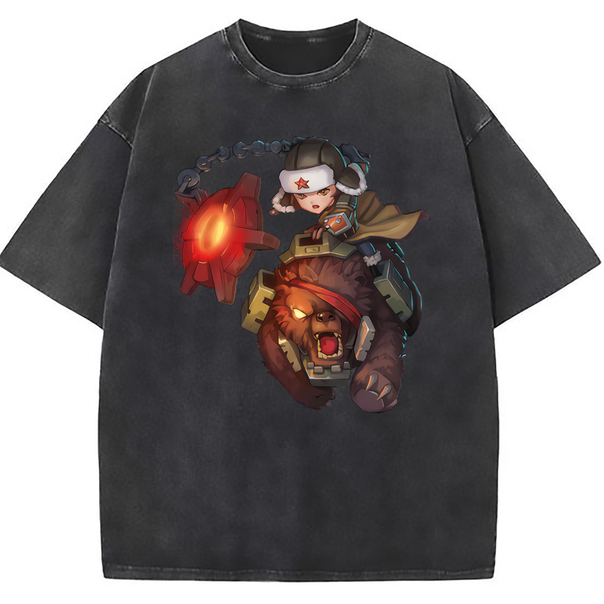 （画像用） リーグ・オブ・レジェンド League of Legends LOL 綿100% ヴィンテージ風 半袖Tシャツ（フロントプリント）
