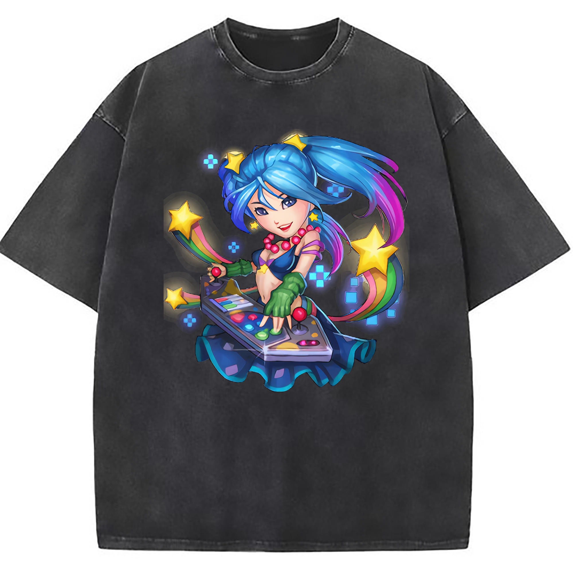（画像用） リーグ・オブ・レジェンド League of Legends LOL 綿100% ヴィンテージ風 半袖Tシャツ（フロントプリント）
