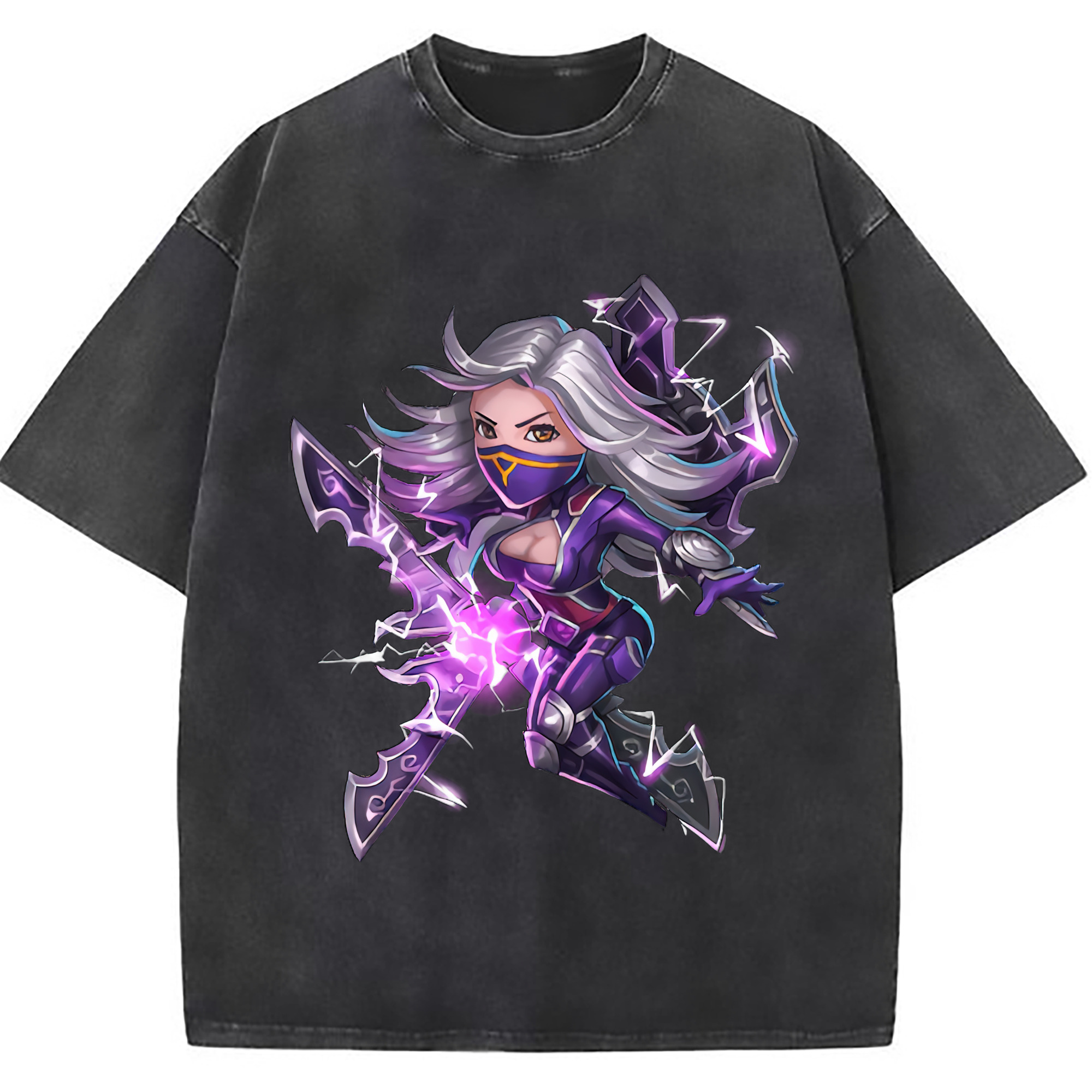 （画像用） リーグ・オブ・レジェンド League of Legends LOL 綿100% ヴィンテージ風 半袖Tシャツ（フロントプリント）