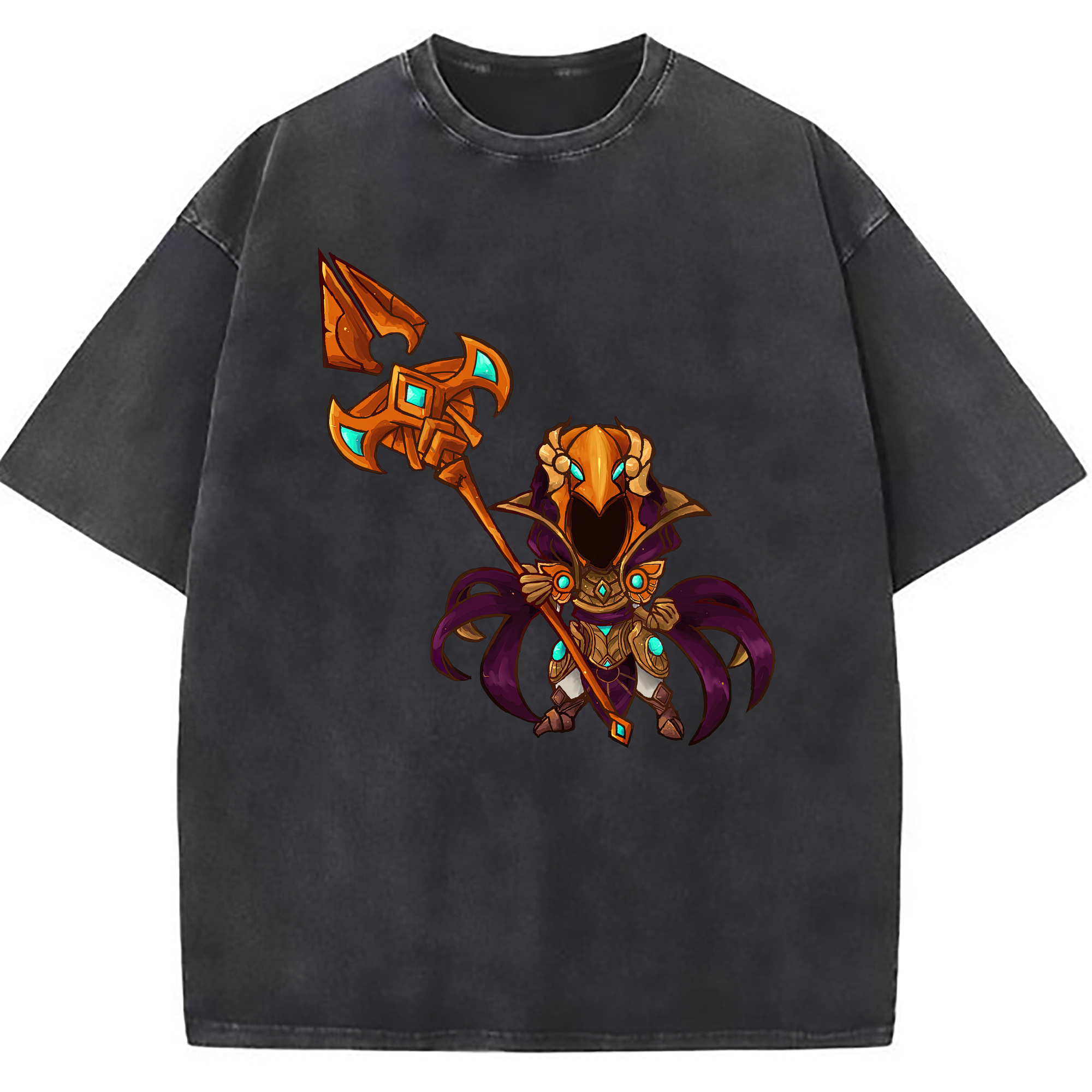 （画像用） リーグ・オブ・レジェンド League of Legends LOL 綿100% ヴィンテージ風 半袖Tシャツ（フロントプリント）
